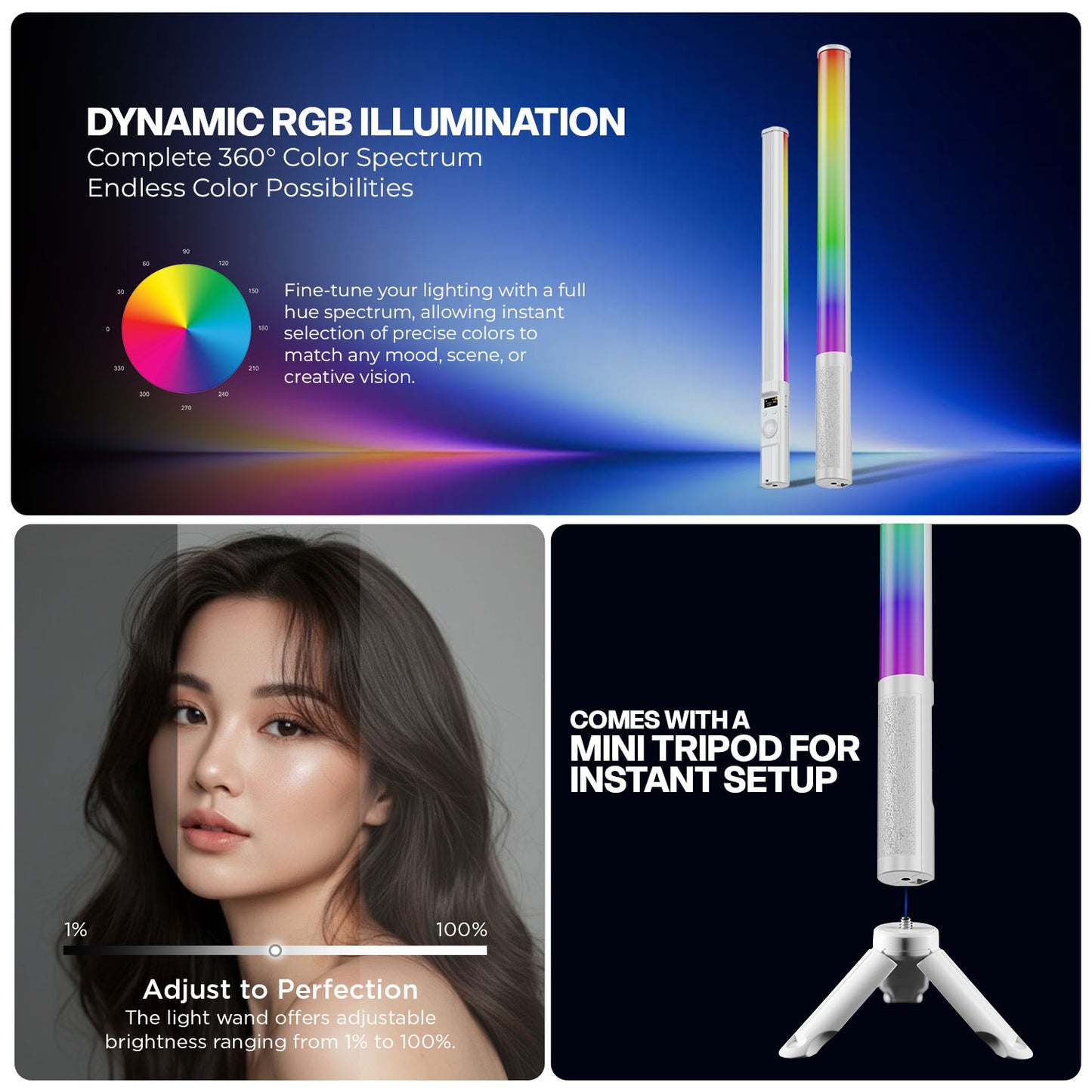 HF-225 RGB LED Stick Light 12W, 2500-9900K, App Control, 24 FX, 3000mAh, Type-C
