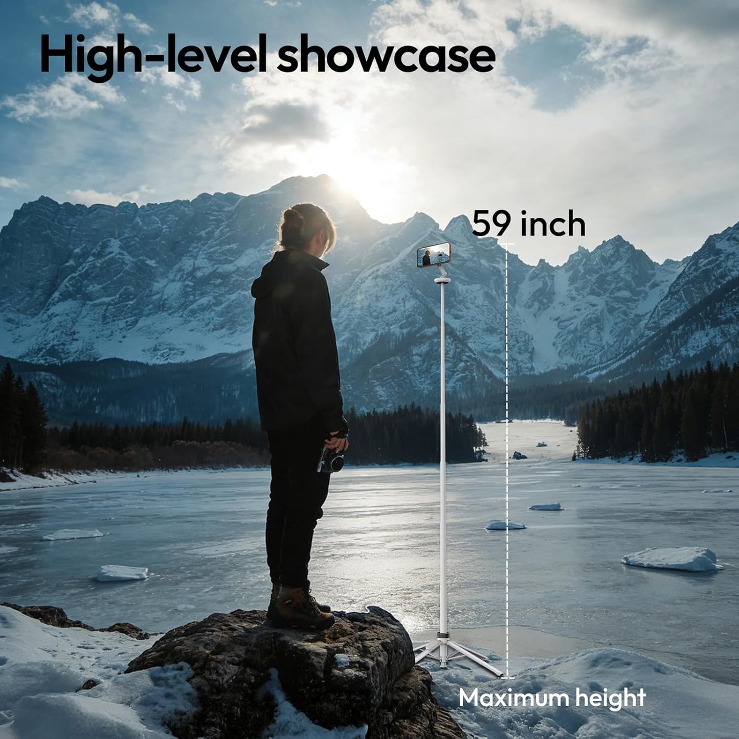 ULANZI MT85 Automatic Phone Tripod, 60″ Auto-Open 4-Leg Stand for iPhone 12–17, Black/White