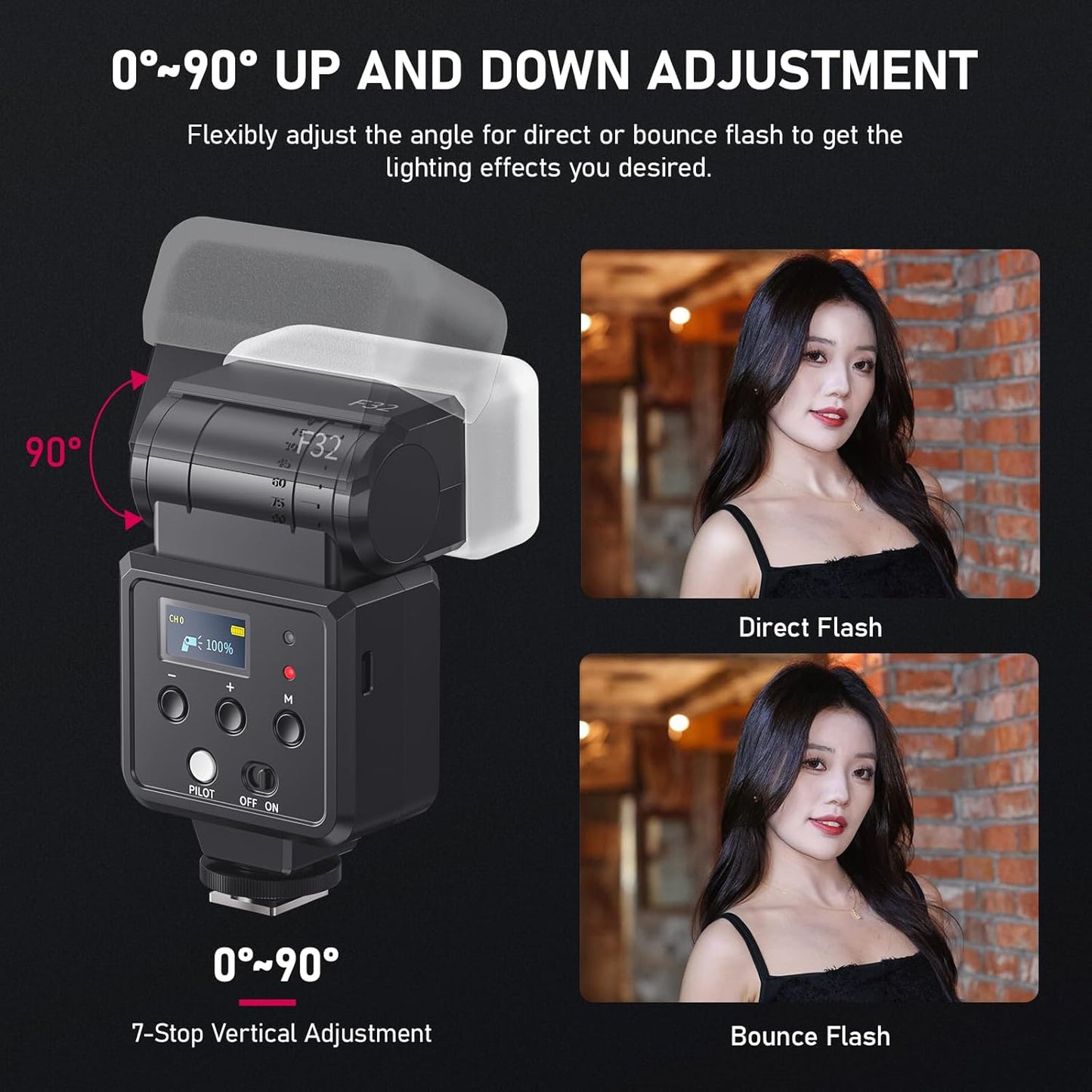 Ulanzi F32 Camera Flash Speedlite GN32 5600K Hot Shoe for Canon Sony Nikon