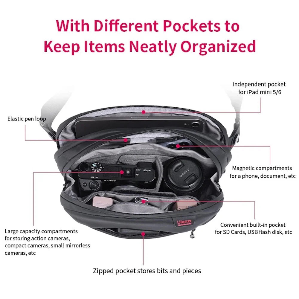 Ulanzi PB008 Camera Shoulder Bag Waterproof 6L Sling DSLR Case Bag