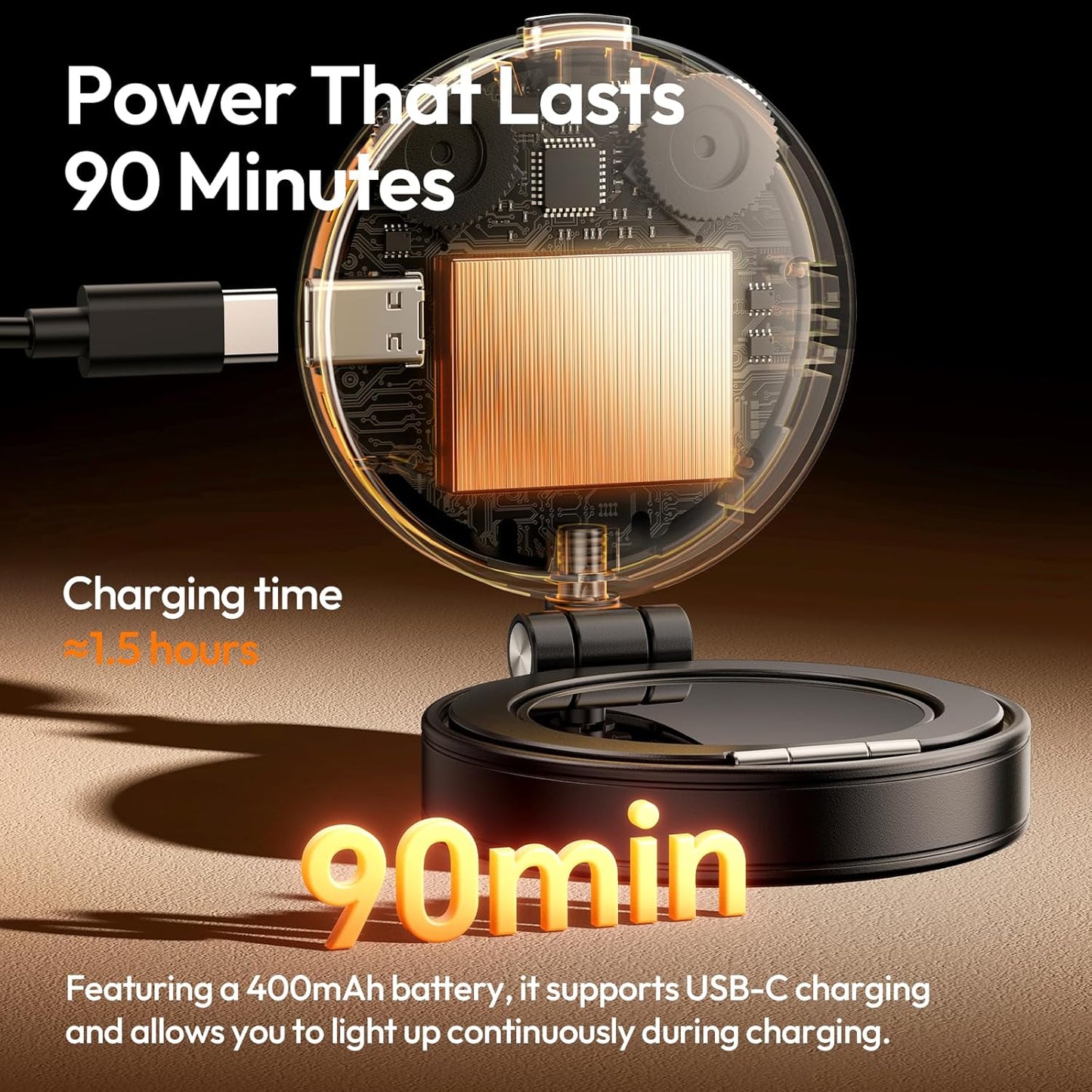 ULANZI LM23 Magnetic 360° Selfie Ring Light w/Mirror for iPhone MagSafe Black