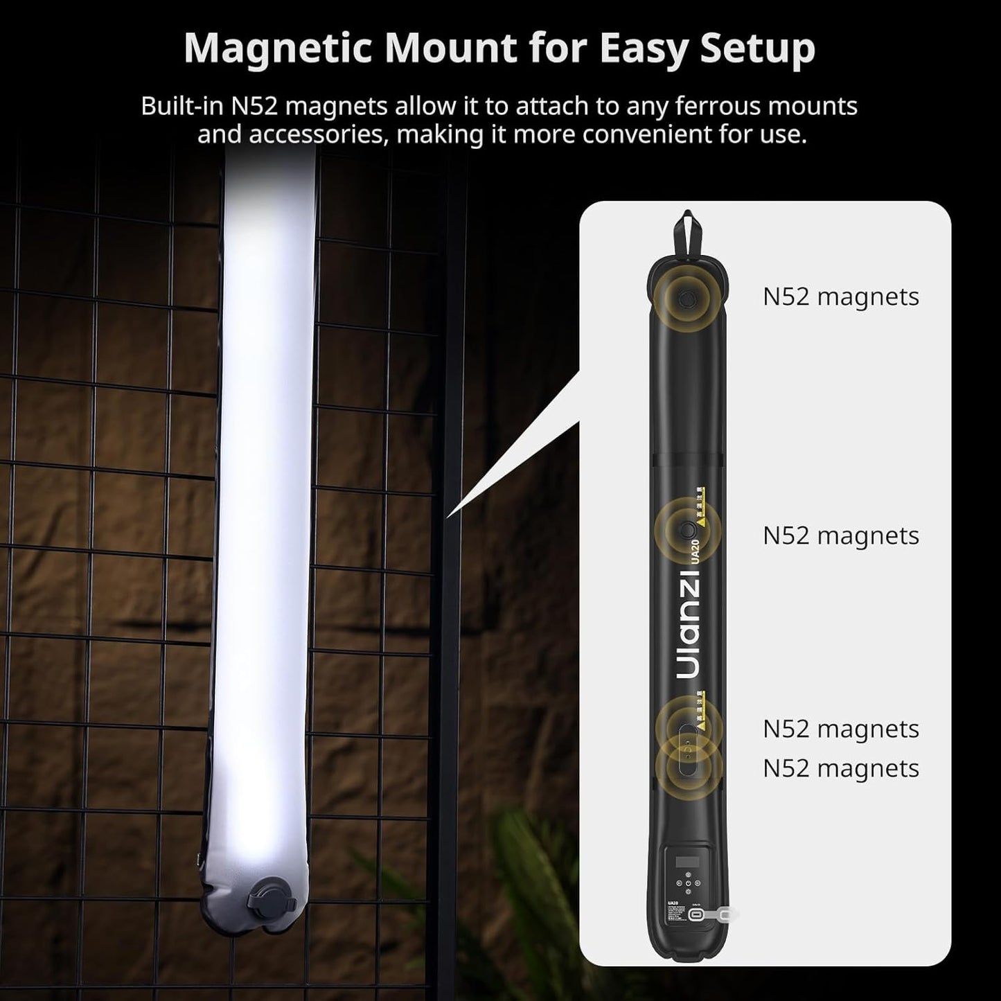 Ulanzi UA20 20W Bi-Color Inflatable Tube Light, 2700K-6500K, CRI 95+