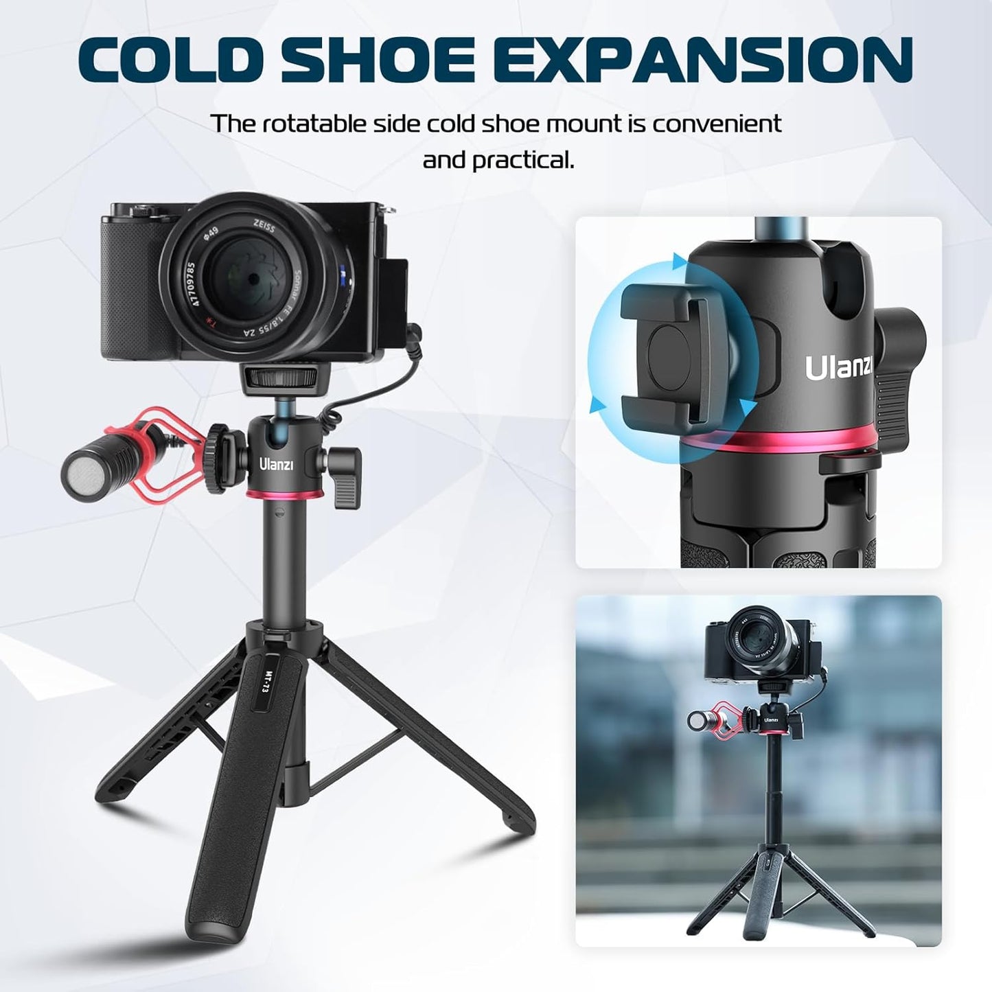 ULANZI MT-73 Extension Pole Tripod, Selfie Stick for Vlogging Cameras