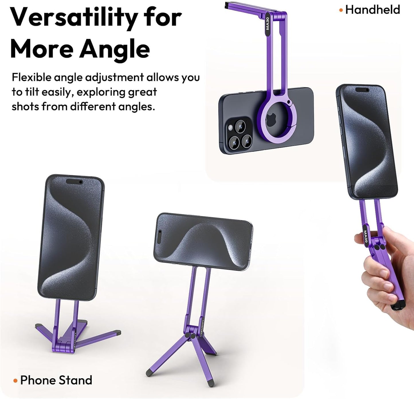 ULANZI MA30 Magnetic Phone Tripod Stand, MagLock, MagSafe, Purple
