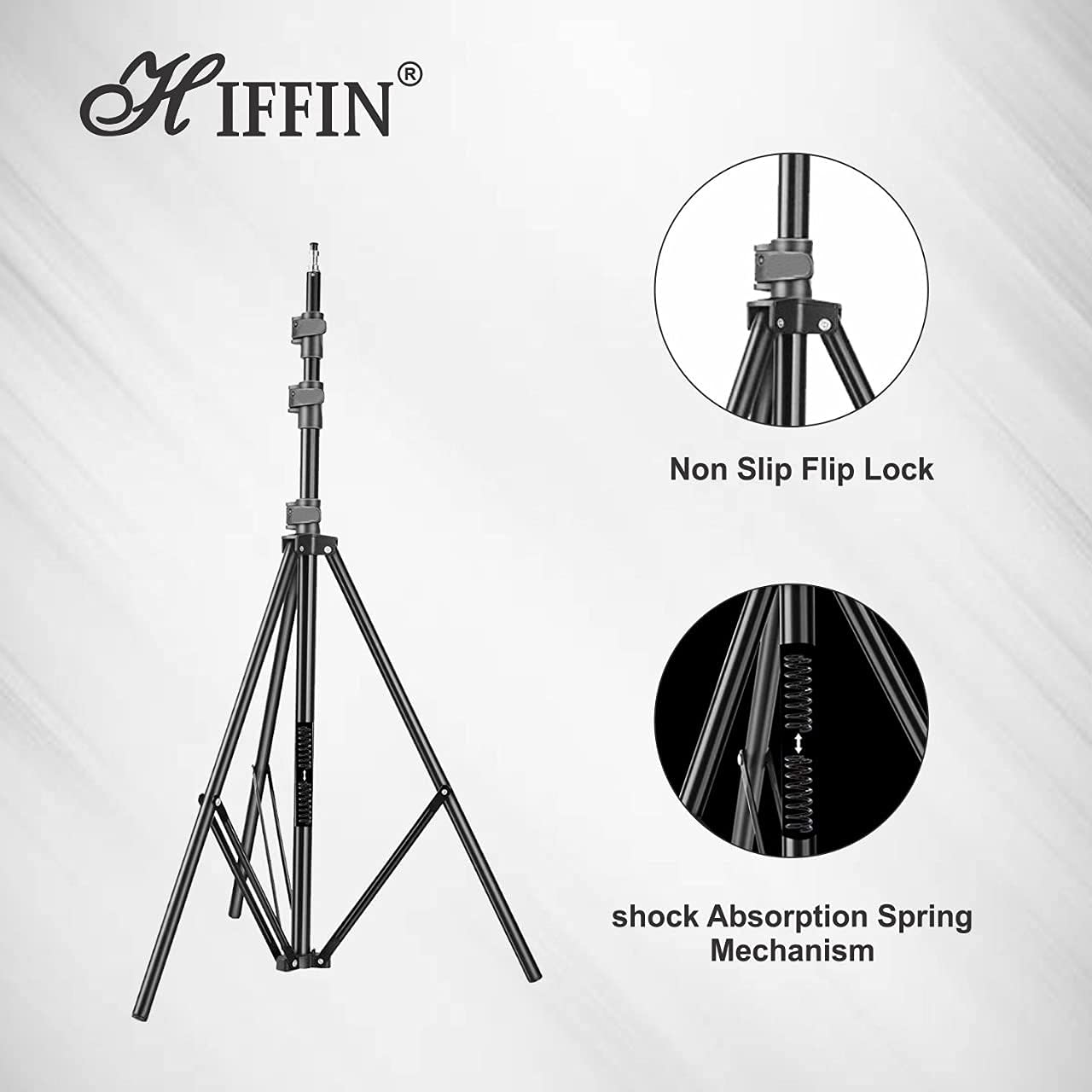 HIFFIN® Light Stand Kit - 9 feet (2 Light Stands) Metal Colour Black 9 feet, Portable & Foldable, Indoor & Outdoor Shoot, Heavy Duty, Photography & Videography