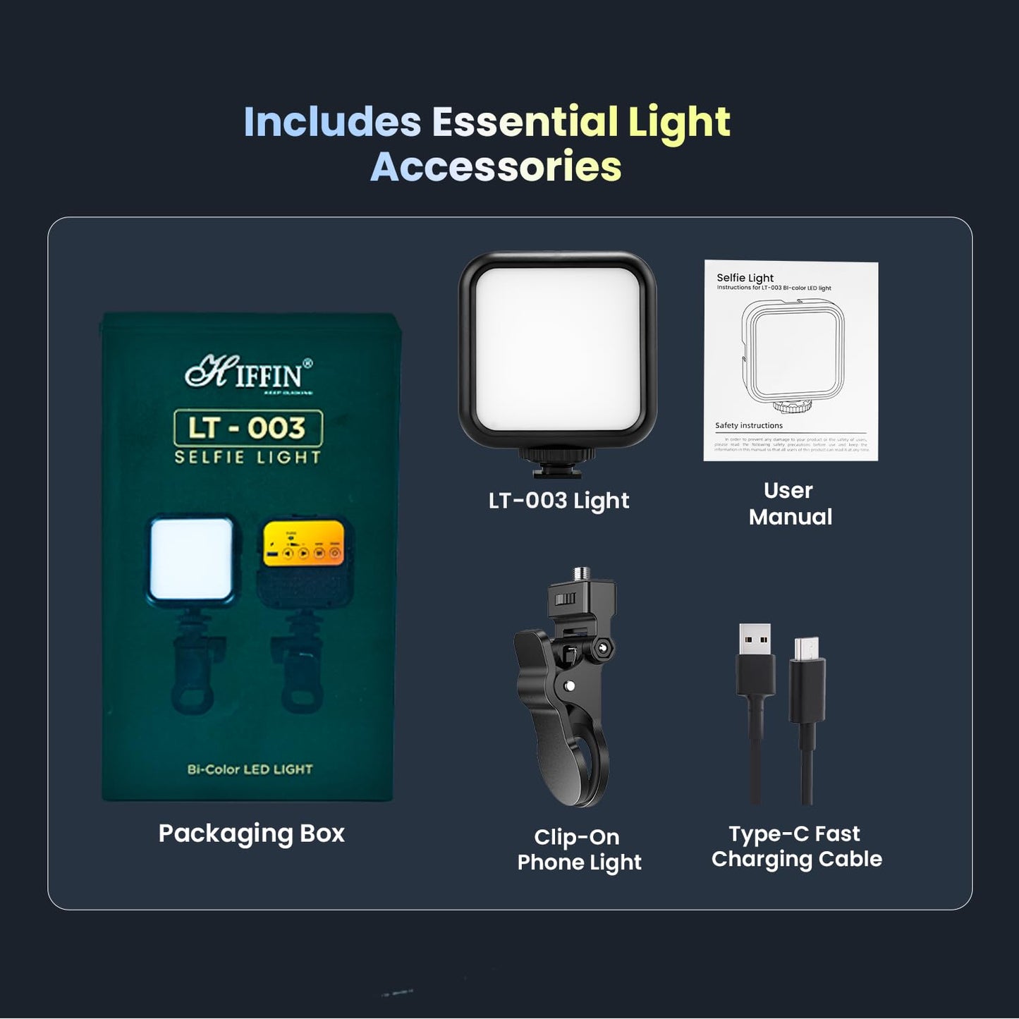 LT-003 Selfie Light 3000-9000K | 7W, 3 Modes, USB-C, Portable for Phones