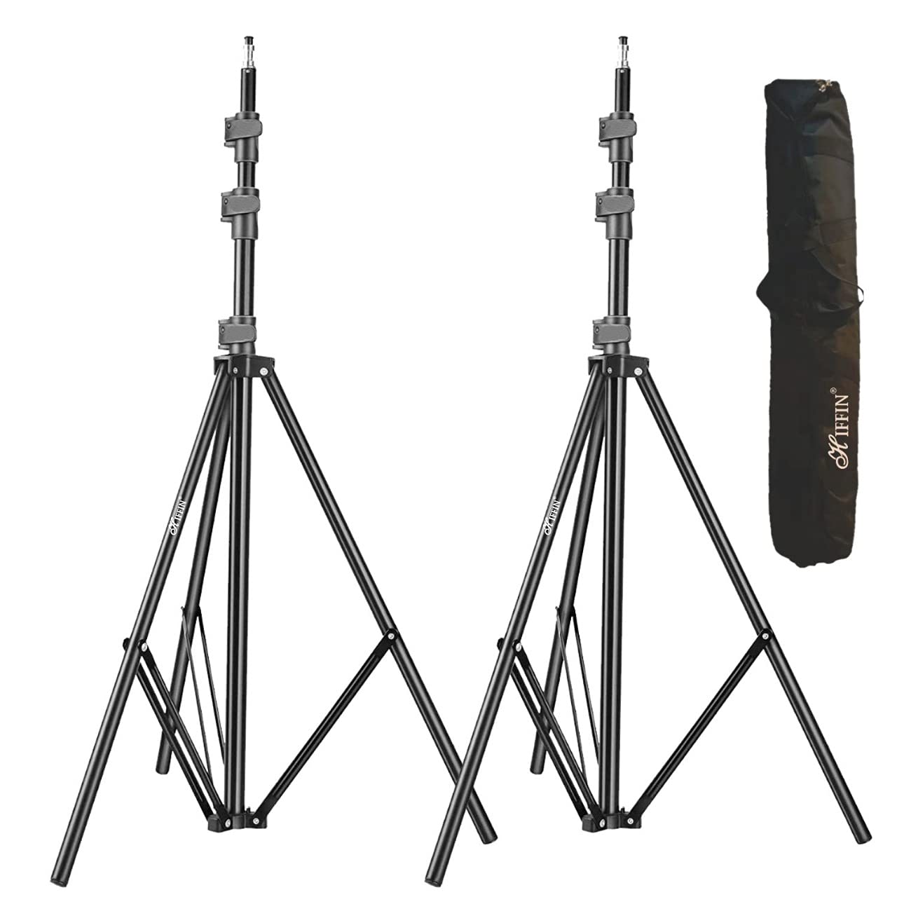 HIFFIN® Light Stand Kit - 9 feet (2 Light Stands) Metal Colour Black 9 feet, Portable & Foldable, Indoor & Outdoor Shoot, Heavy Duty, Photography & Videography
