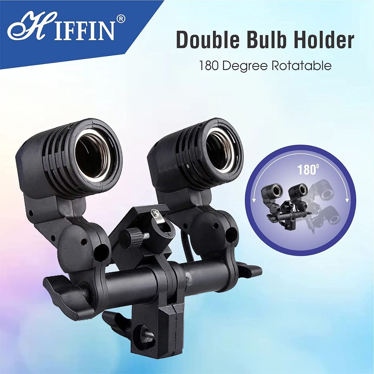 HIFFIN E27 Studio Double Holder KIT Umbrella White + Studio Light Stand 2.7432M (9 FT)+ Umbrella and Double Holder KIT Mark I WOB (1 x Double Holder | 1 x Light Stand 9 feet | 1 x Umbrella | 1 x Bag)