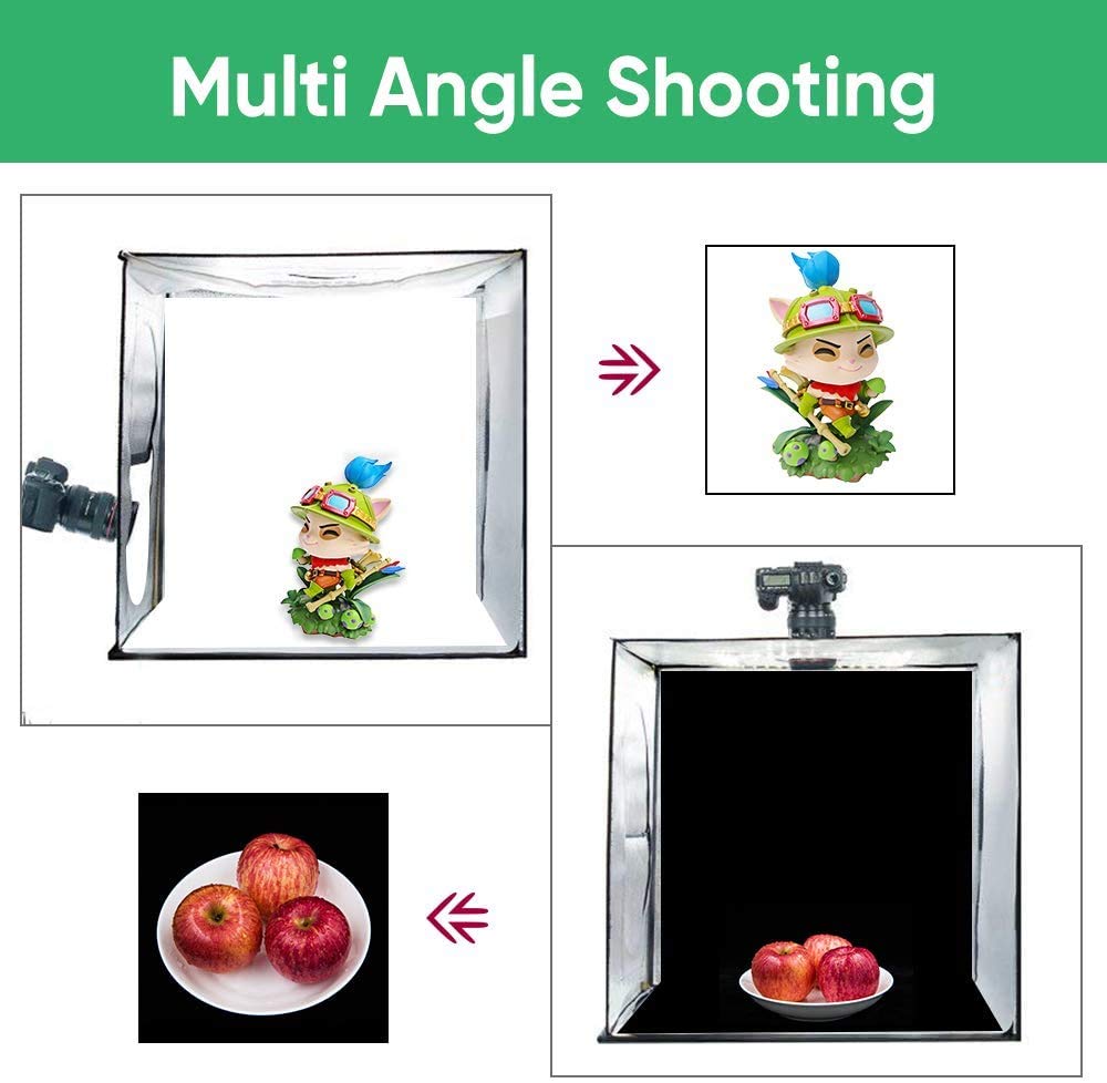 HIFFIN® 32"/80CM Photo Studio Light Box Shooting Tent, Adjustable 126 LED Panel Light Bulbs with Table Top Softbox Cube, 3 Colors Backdrops(Black...