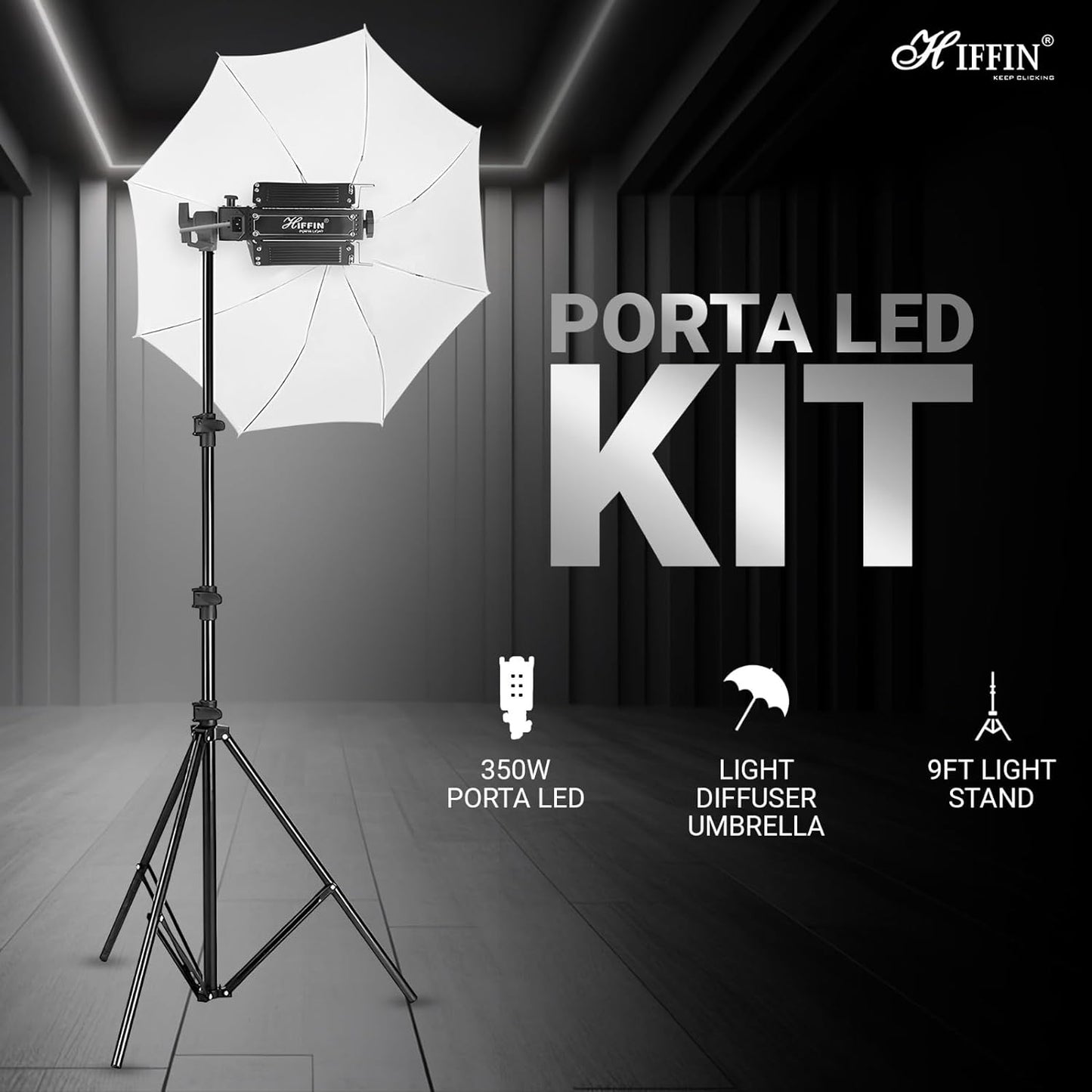 HIFFIN Warm White Porta 350Watt (7 X 50w) LED Light Kit, Low Power Consuming LED Panels Light, for Photo Video Indoor Outdoor Shoot (Porta Light Kit Set of 1)