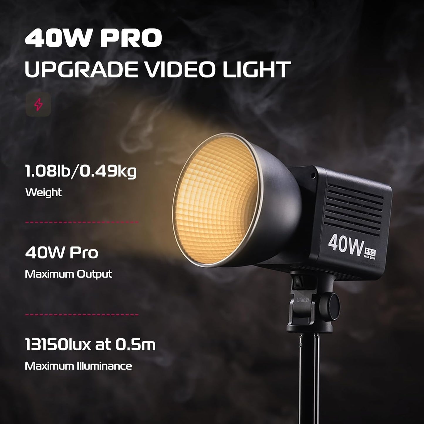 40W Pro LED Video Light 2500K-6500K, Dual Color, COB