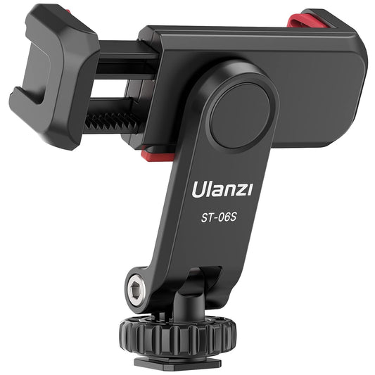 Uanzi ST-06S Universal Smartphone Mount with 2 Cold Shoes, 360° Rotation, Adjustable Clip