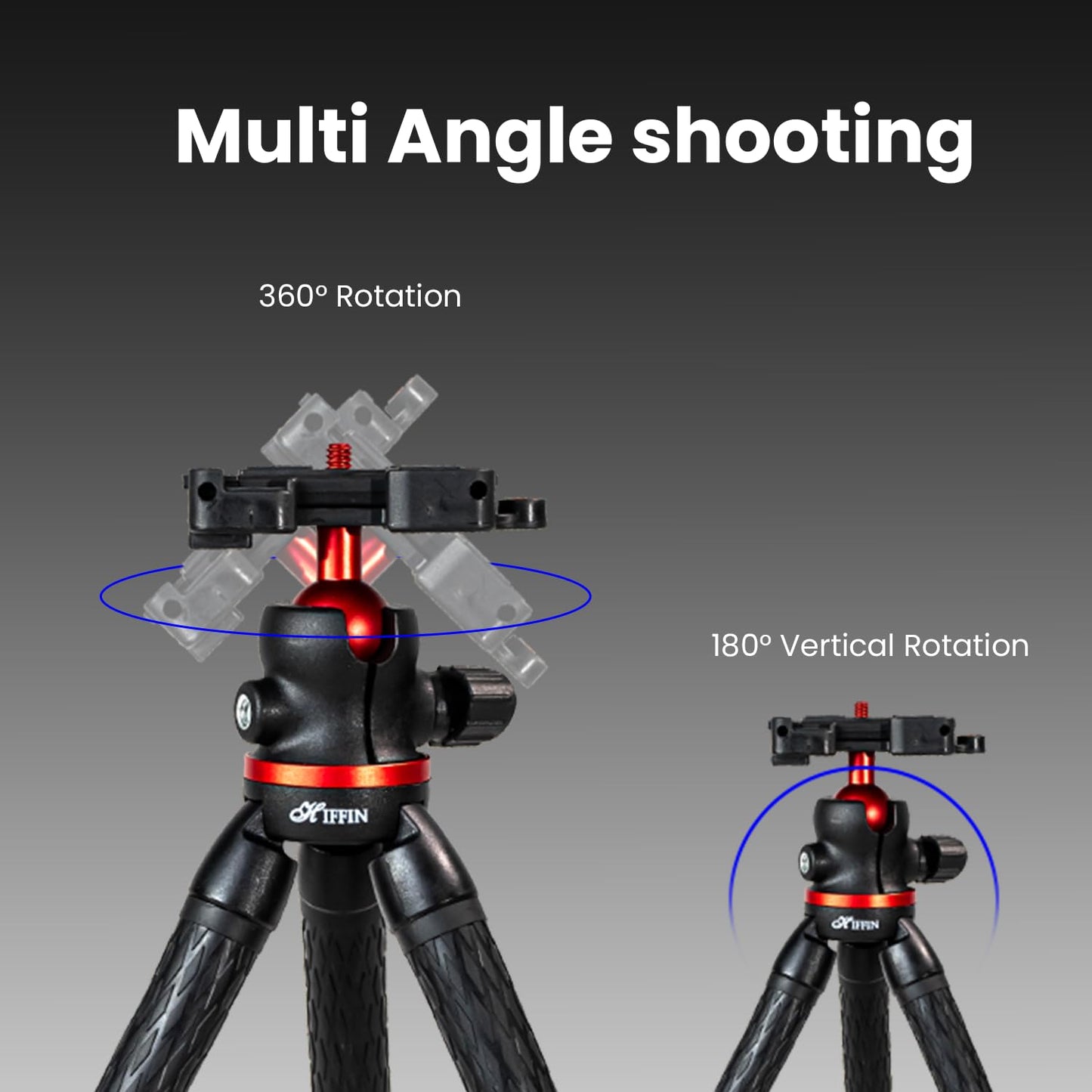 HTR-11 Mini Flexible Tripod with Phone Holder, Cold Shoe & 1/4 Screw
