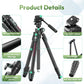 ULANZI JJ06 GlideGo Carbon Fiber Video Tripod, Dual 360° Pan Head, 73.6 inch Max Height, 11 lb Load