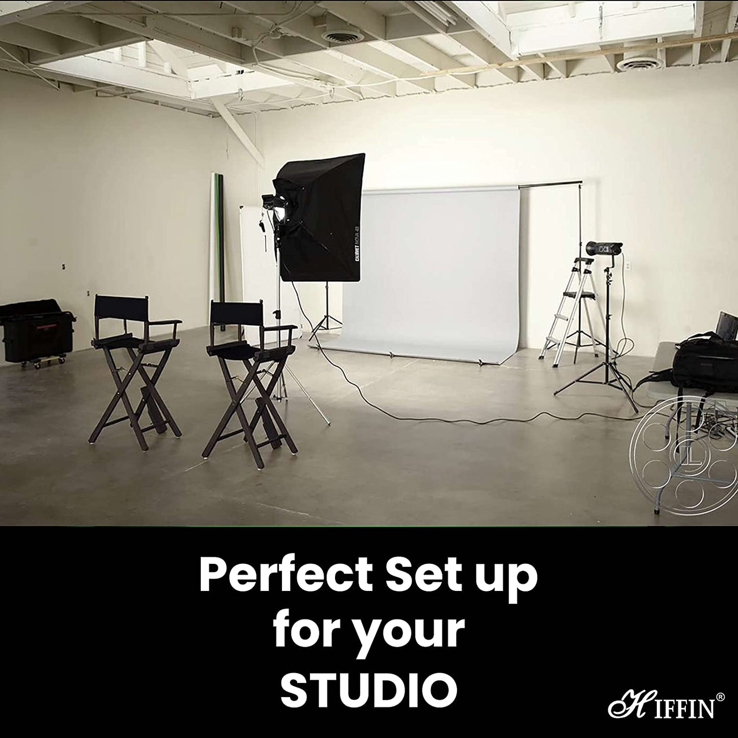 HIFFIN 2.4384 M X 3.6576 M (8x12Ft) , White Professional Backdrop for Background Photography Background Stand for Photo Light Studio Accurate Size 8x12 Ft