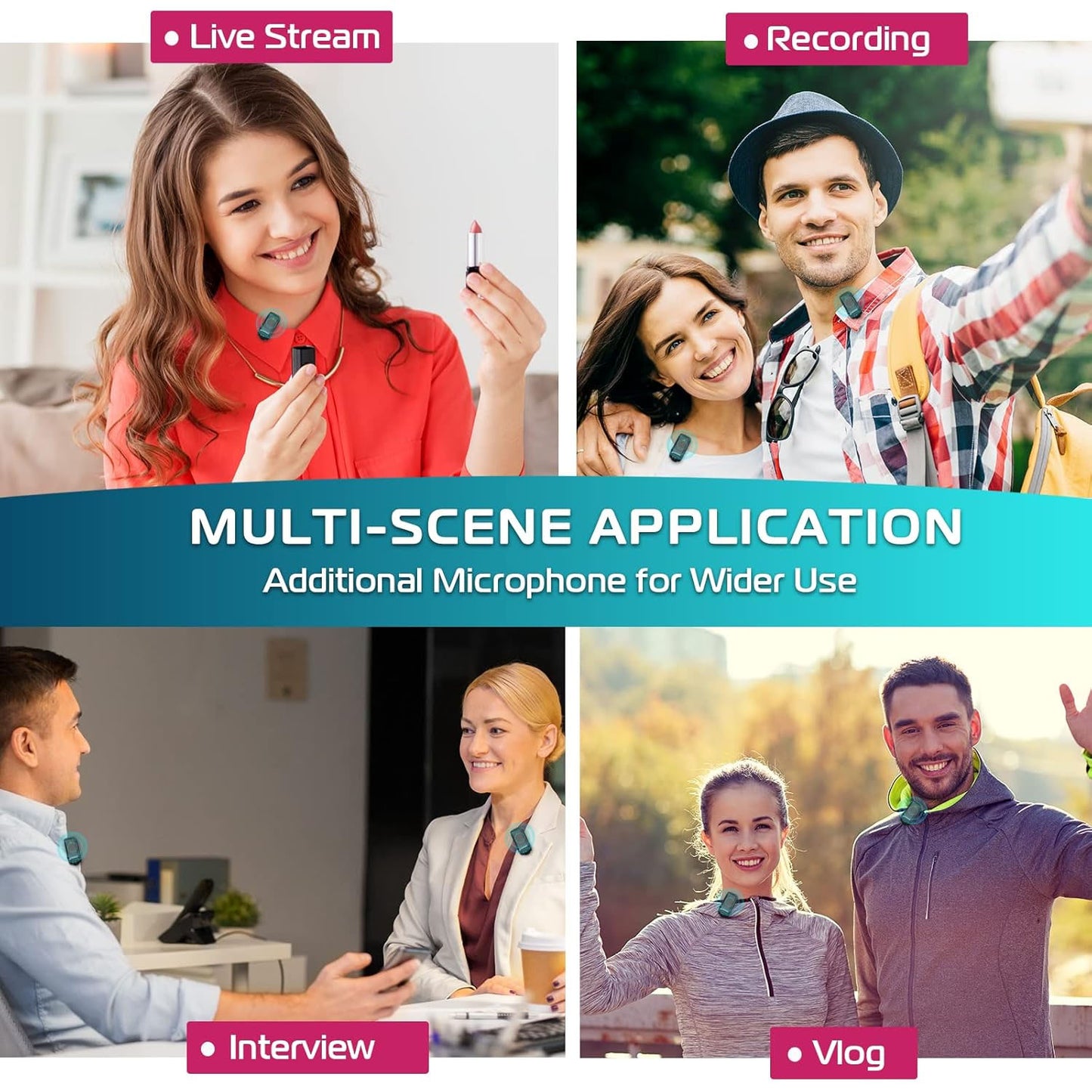 Ulanzi J12 Wireless Lavalier Mic for USB-C, iPhone & iPad, 2in1 Adapter, 65ft Range, Case