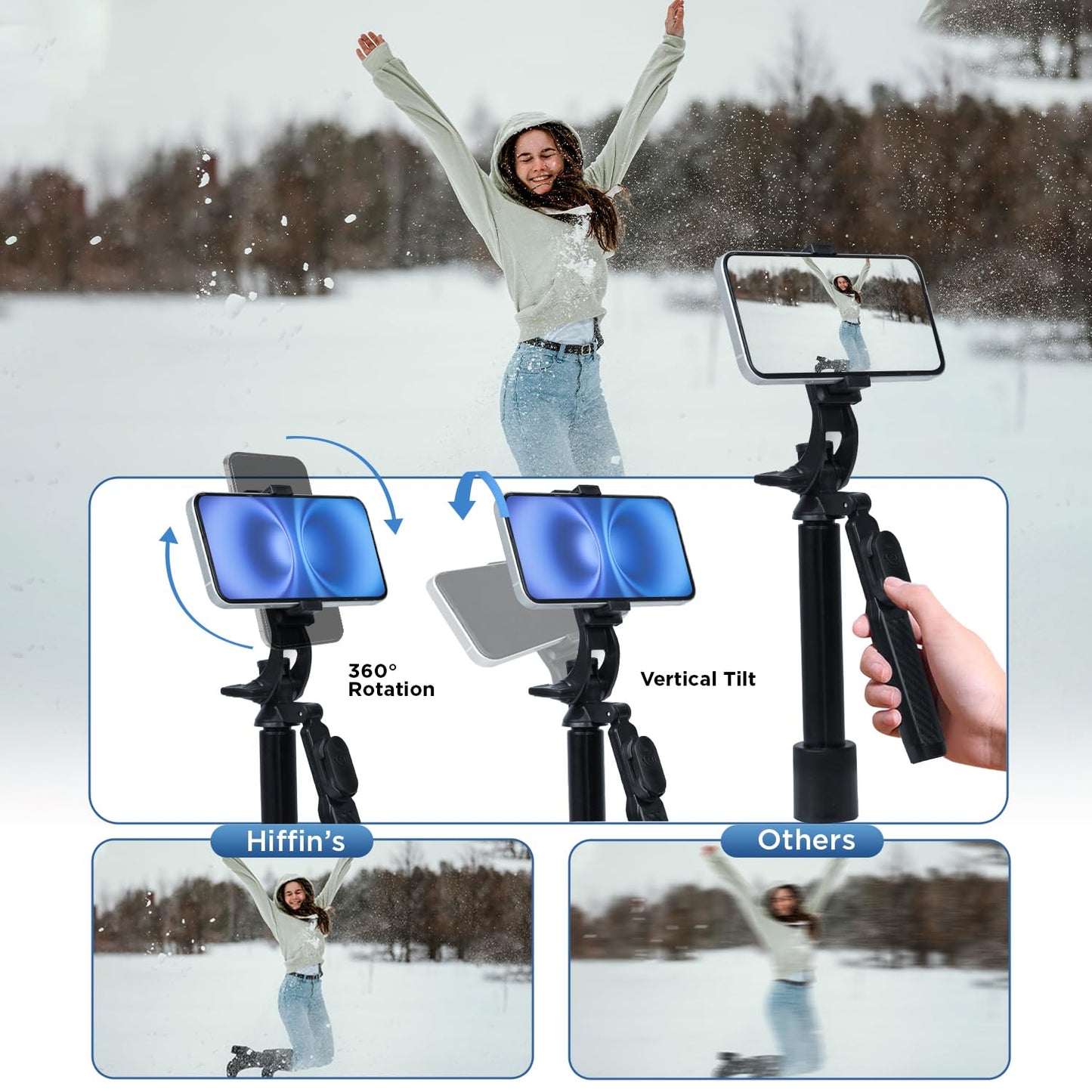 HIFFIN HST-63 Tripod – 63" Long, 360° Handle, Remote, Tri-Leg