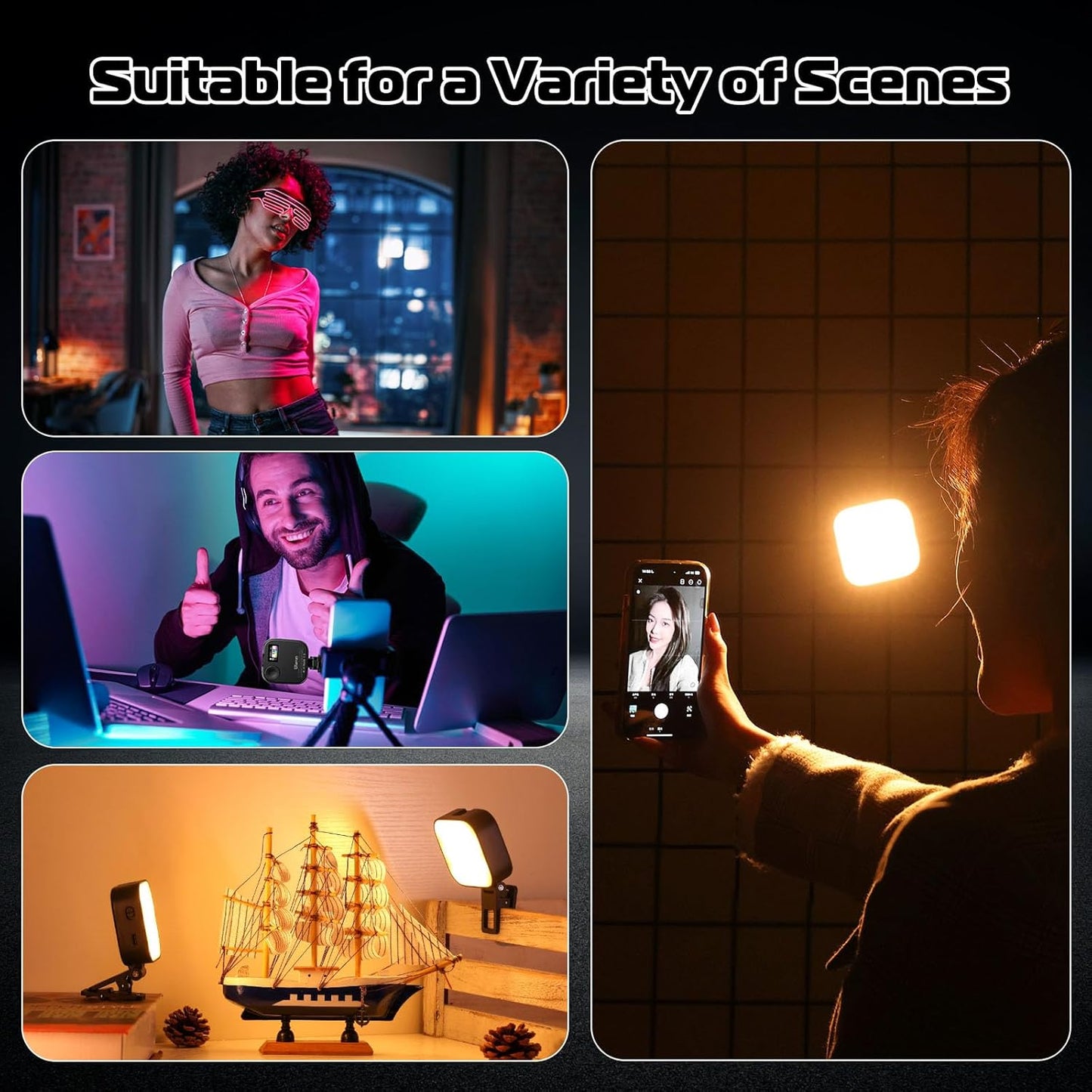 Ulanzi U60 (Black) RGB Video Light, 360° Color, CRI≥95, 2500-9000K, 2500mAh