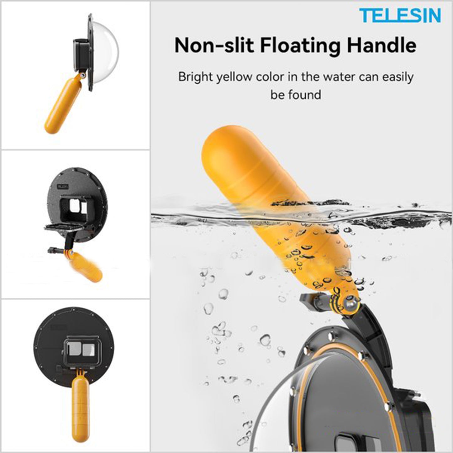 TELESIN 6-inch Dome Port Lens for Hero 12, 11/10/9 Black - Complete Underwater Photography Kit with Waterproof Housing, Floating Grip Trigger, and Transparent Cover