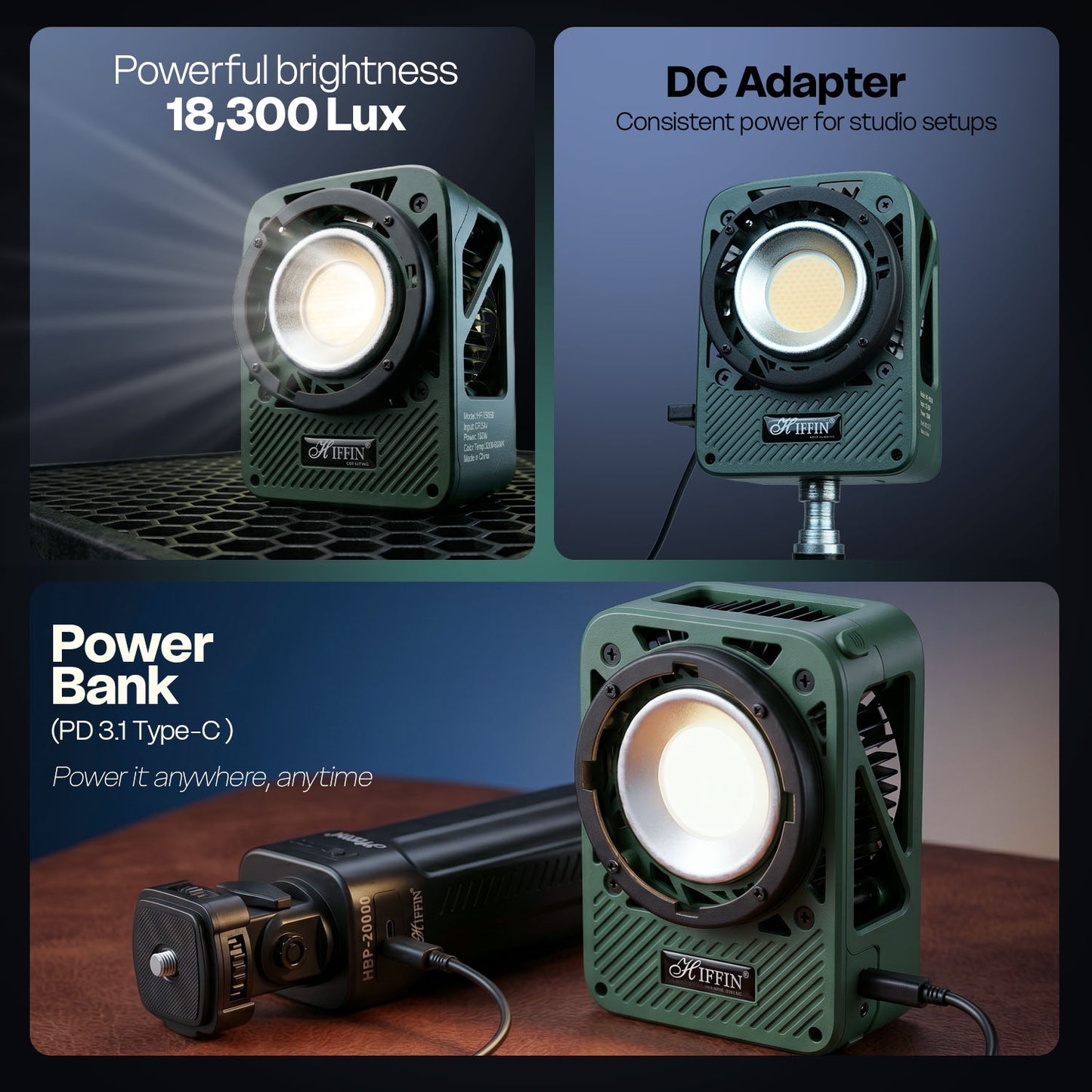 HF-150W Bi-Color LED 150W Fan App Control 2700-6500K 18300Lux CRI95+ Dim1-100%