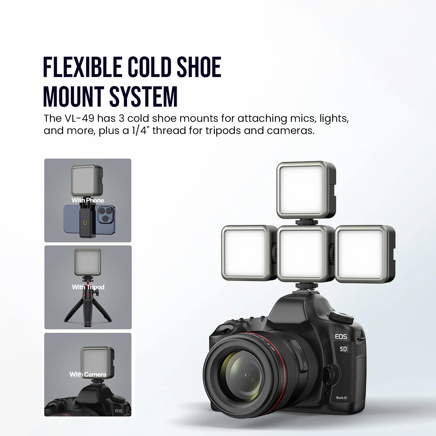 VL49 RGB Video Light, 3000-9000K, 1200mAh, 9 Effects, CRI 95+