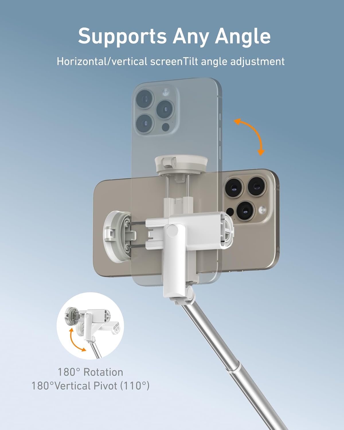 TELESIN 50" Selfie Stick Tripod for iPhone, 360° Adjustable Stand with Zoom Remote