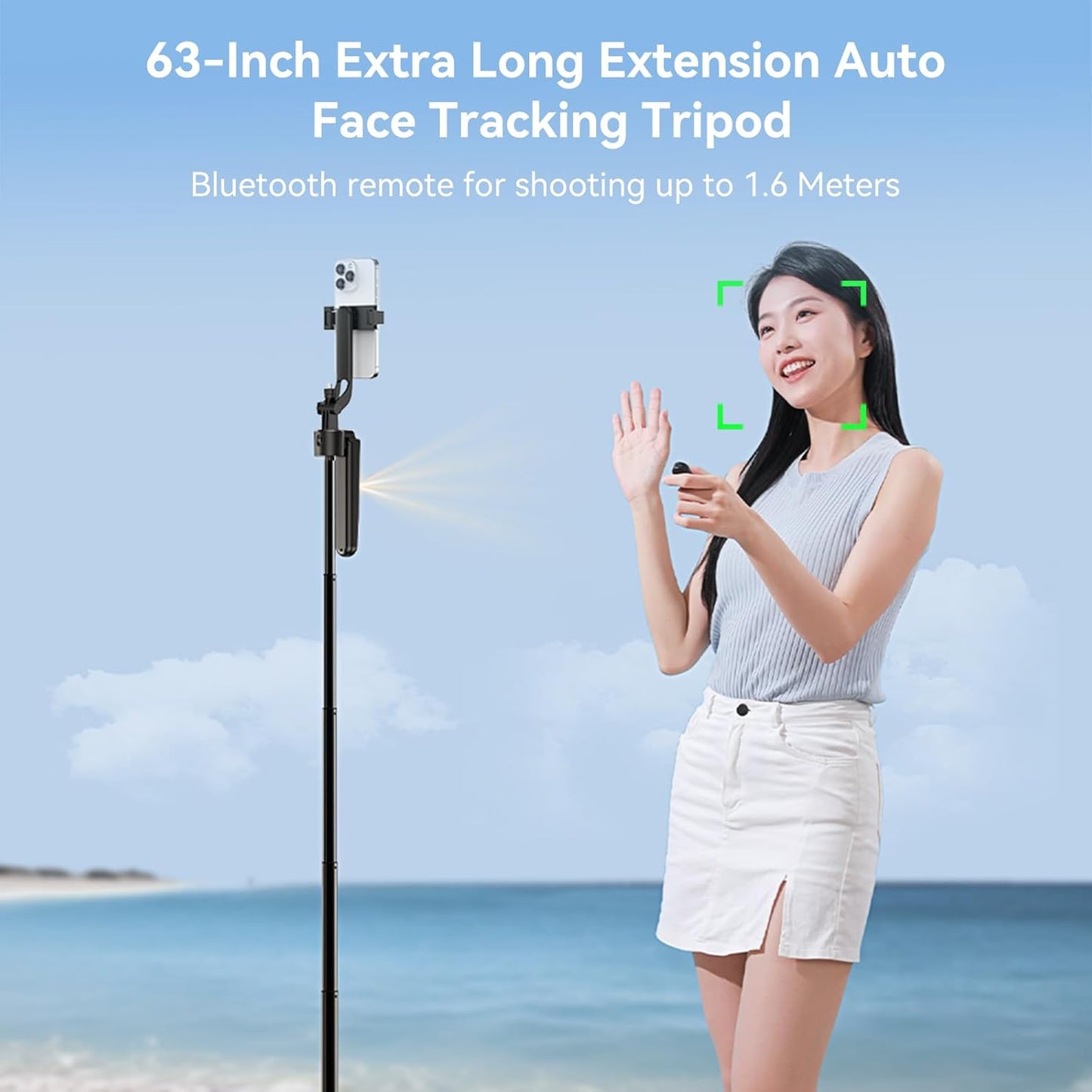 TELESIN 63" Smart Auto-Face Tracking Tripod, 360° Rotation, Remote & Gesture Control