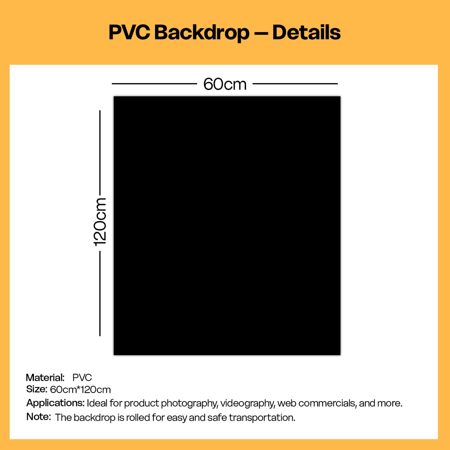 60x120cm PVC Matte Photography Backdrop – White, Black & Combo for Product Shoots