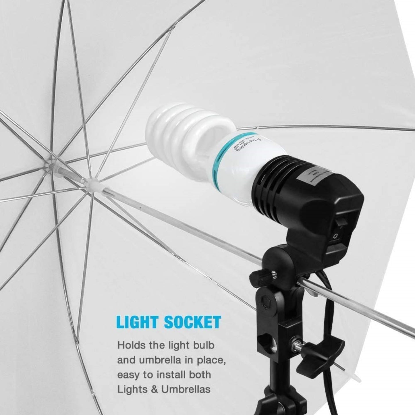 HIFFIN E27 Single Blub Holder Set of 2 Pcs Photography Photo Light Lamp Bulb Bracket Studio