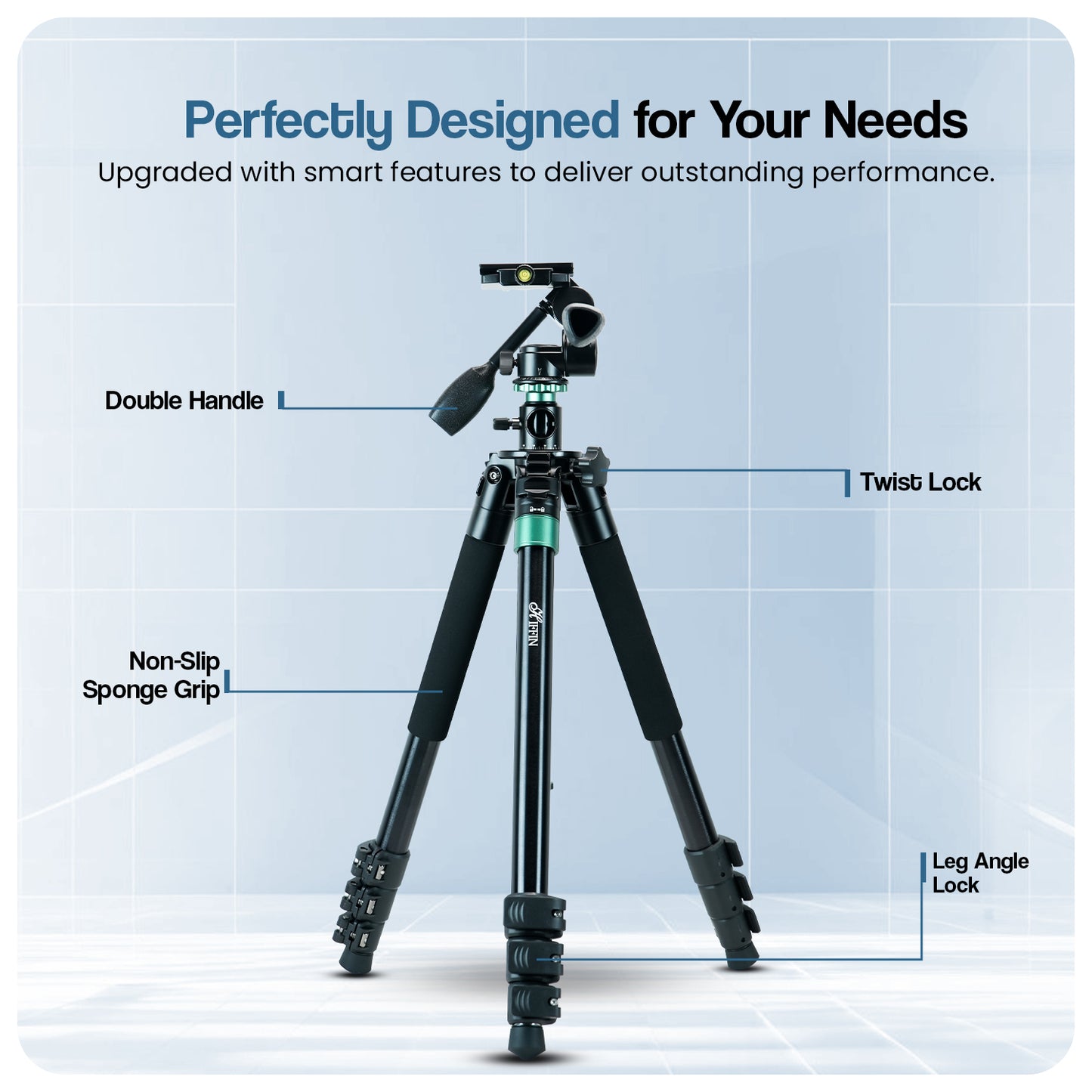 HF-999 Professional Portable Tripod Monopod with 3 Way Pan Head