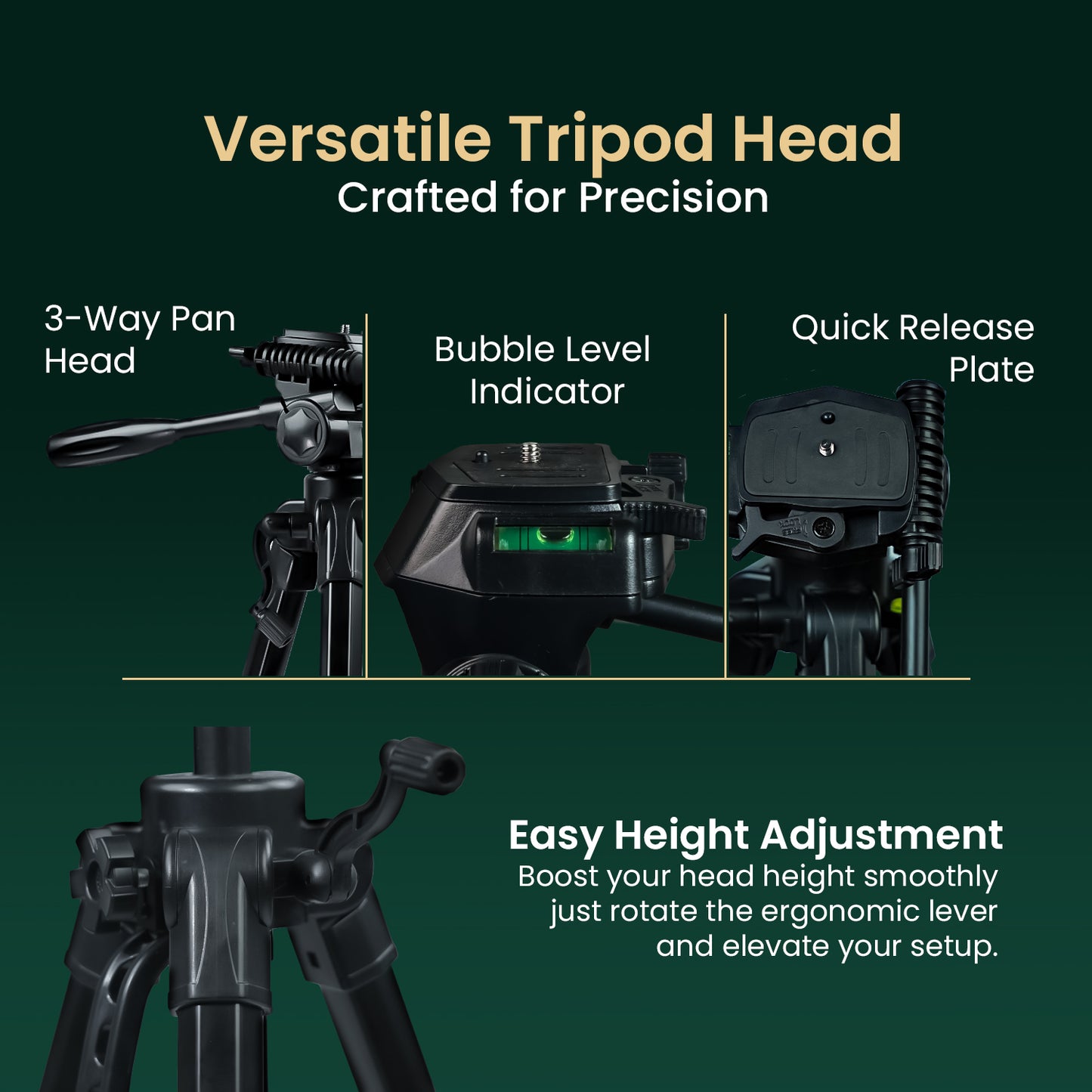 HF-3600 Professional Portable Lightweight Travel Aluminum Camera Tripod