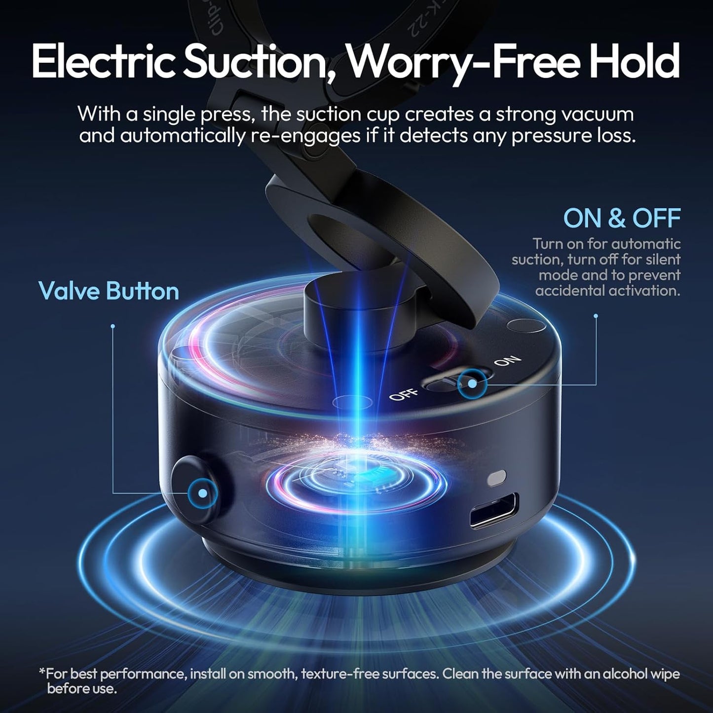 ULANZI SK22 Electric Magnetic Car Phone Mount 360° Adjustable Vacuum Holder