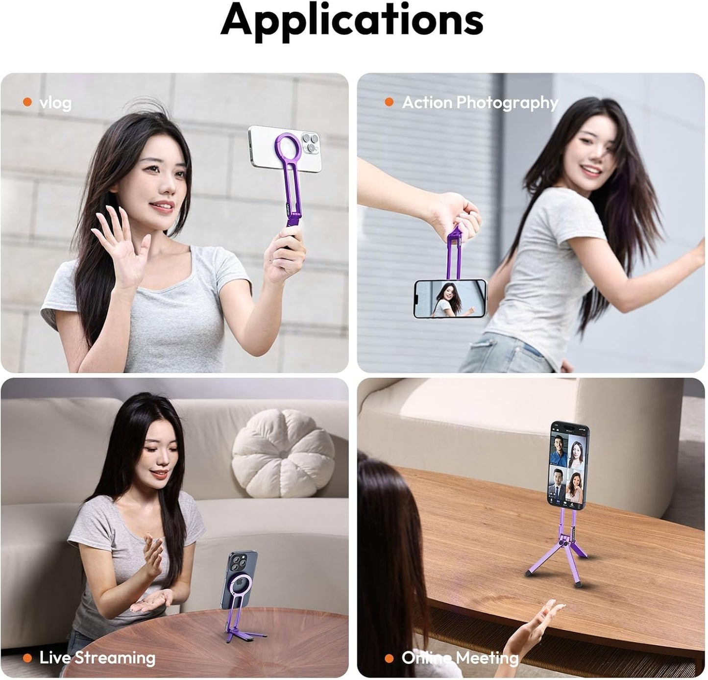 ULANZI MA30 Magnetic Phone Tripod Stand, MagLock, MagSafe, Purple