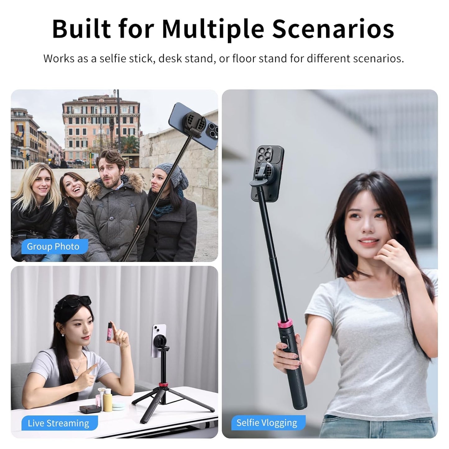 Ulanzi MT-84 61" Phone Tripod, Magnetic Selfie Stick with Remote for iPhone
