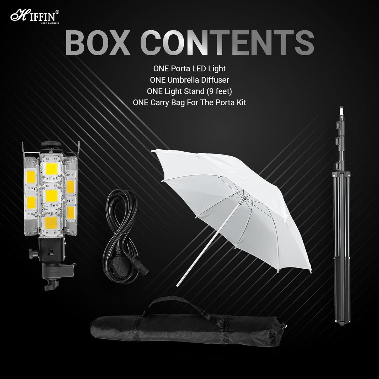 HIFFIN Warm White Porta 350Watt (7 X 50w) LED Light Kit, Low Power Consuming LED Panels Light, for Photo Video Indoor Outdoor Shoot (Porta Light Kit Set of 1)