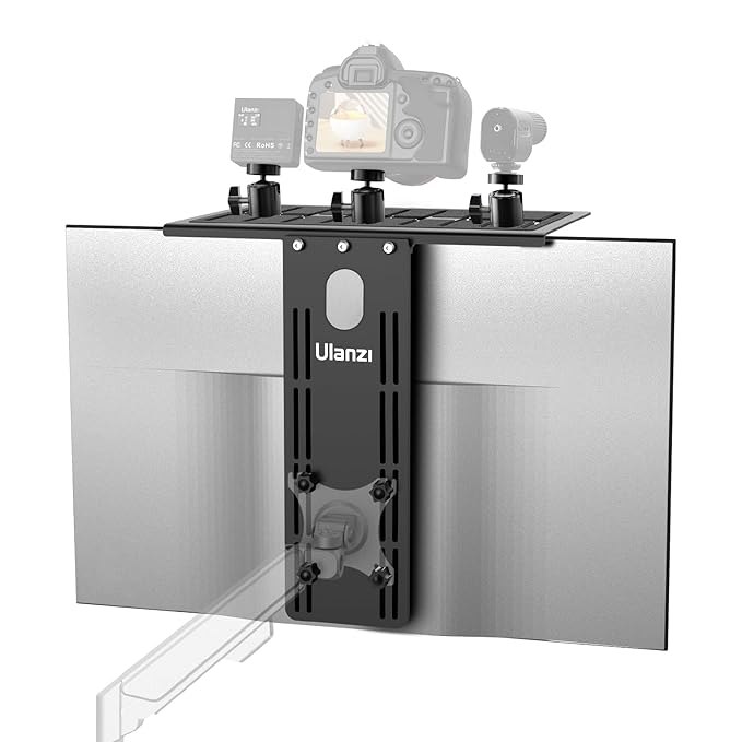 ULANZI LS16 DSLR Monitor Top Shelf for VESA Arm, Camera Mount Clamp for Light, Webcam, Mic, Replace Clamp Tripods for Camera Desk Mount, for Live Stream, Video Conferencing, YouTube, TikTok