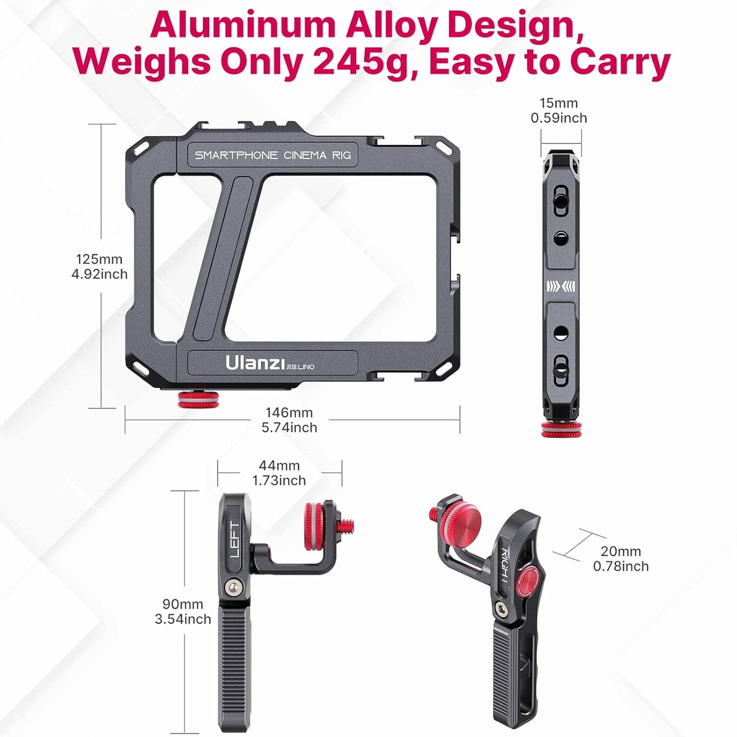 ULANZI Lino Smartphone Video Rig with Handles for iPhone 13, 8 Plus