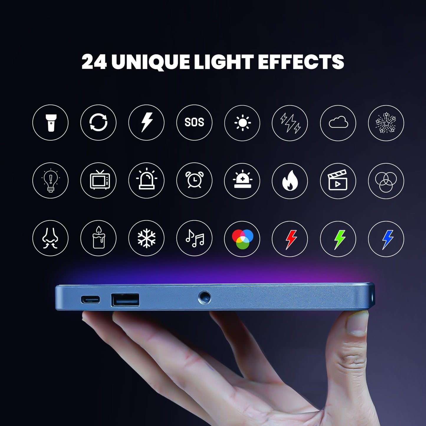 HF-135 Portable RGB LED Video Light, 24 Effects, 2500K-9000K, 4000mAh