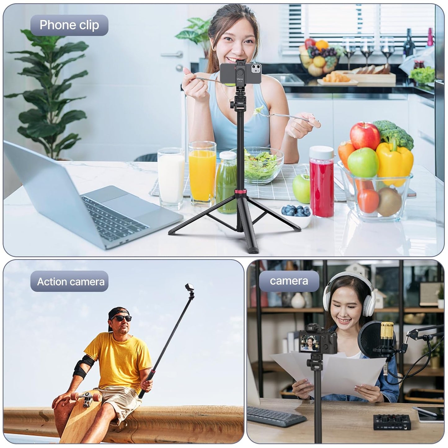 Ulanzi MT-79 Extendable Aluminum Tripod, 81" Adjustable Stand, 360° Head