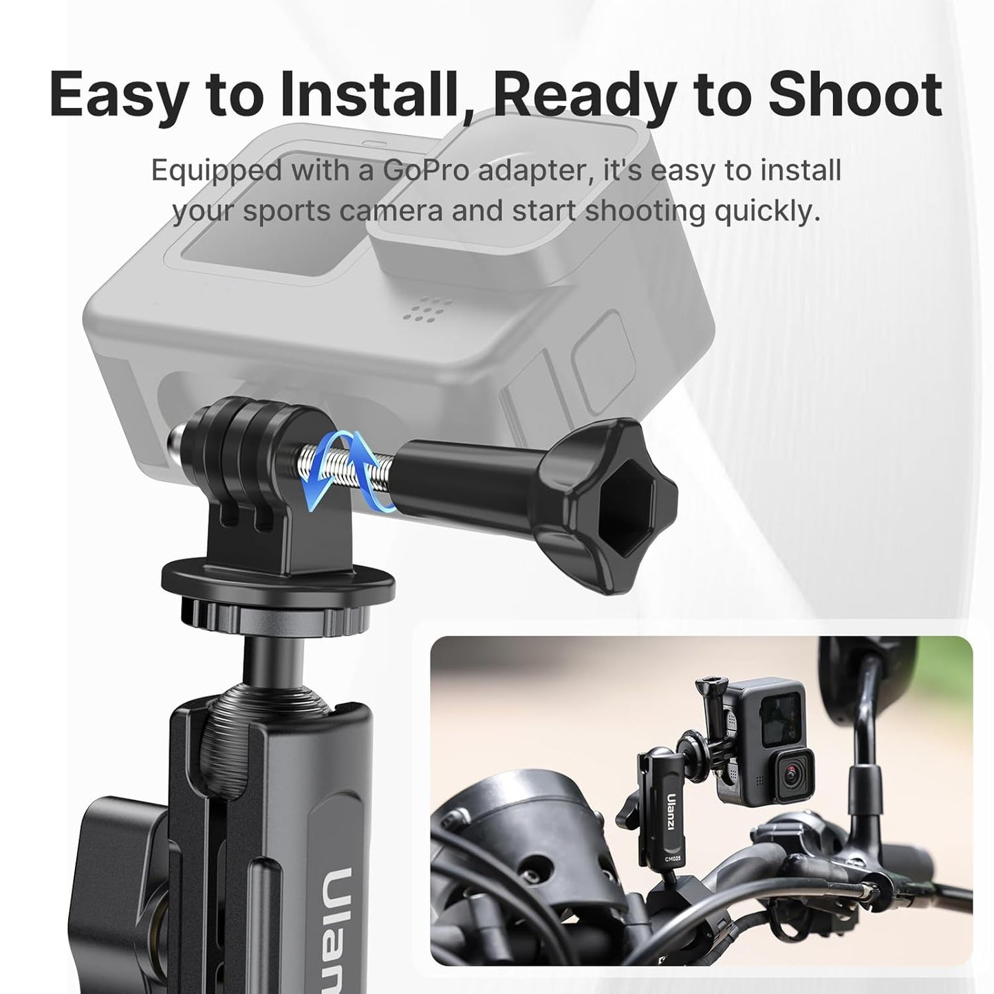ULANZI 360° Motorcycle Camera Mount w/ GoPro Adapter 8–35mm