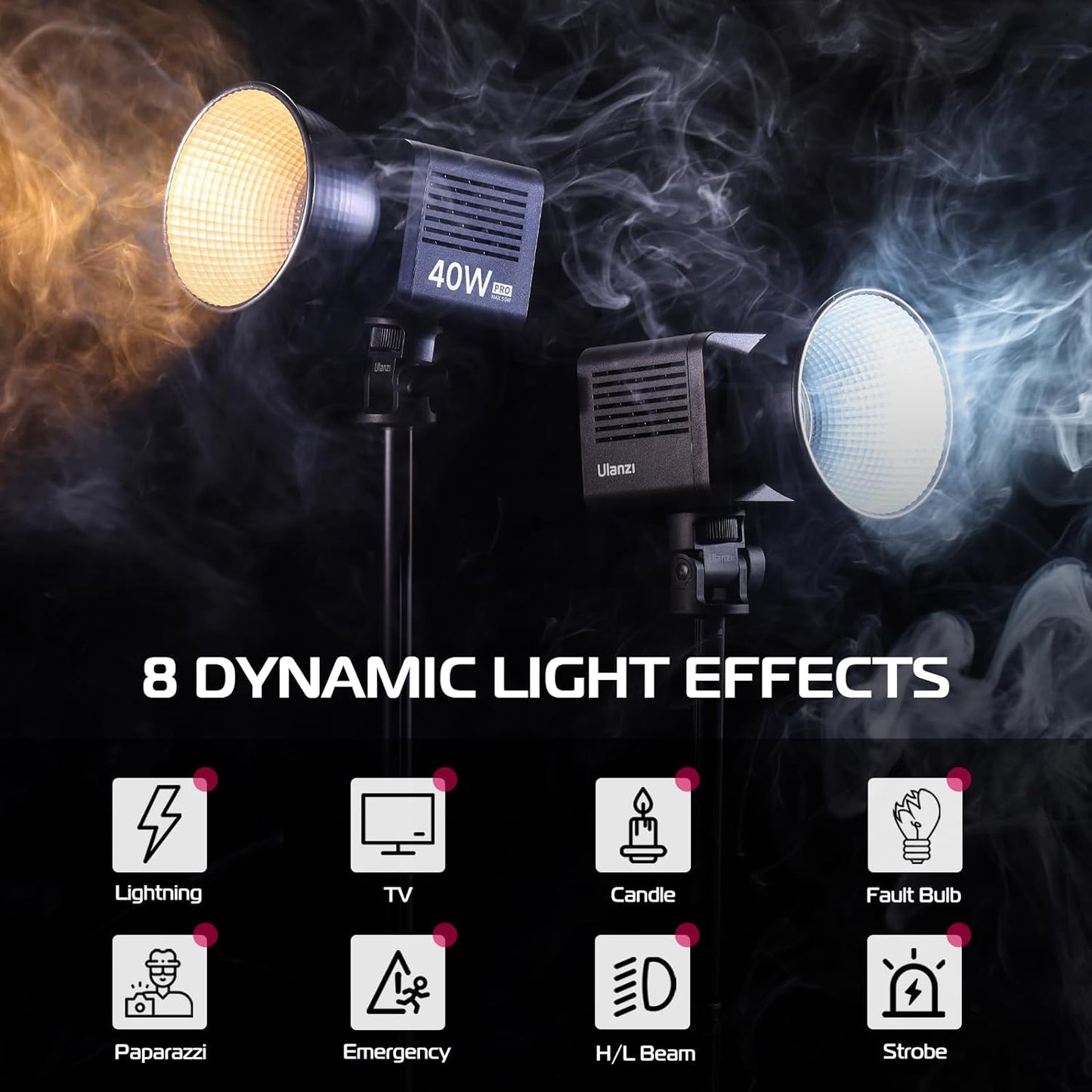 40W Pro LED Video Light 2500K-6500K, Dual Color, COB