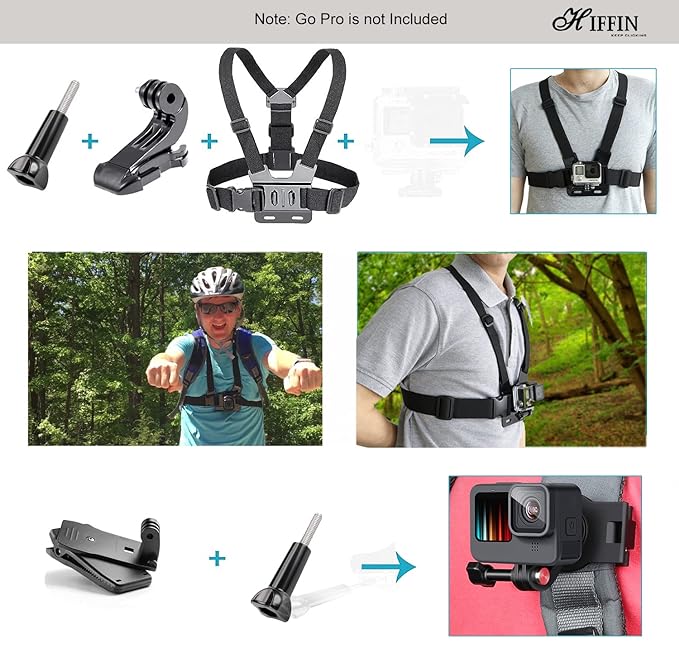 HIFFIN Branded 65 in 1 Compatible for GoPro, Sony Action Cam, Nikon, Garmin, Ricoh Action Cam, SJCAM, iPhone and Android | Epic Photo Shooting