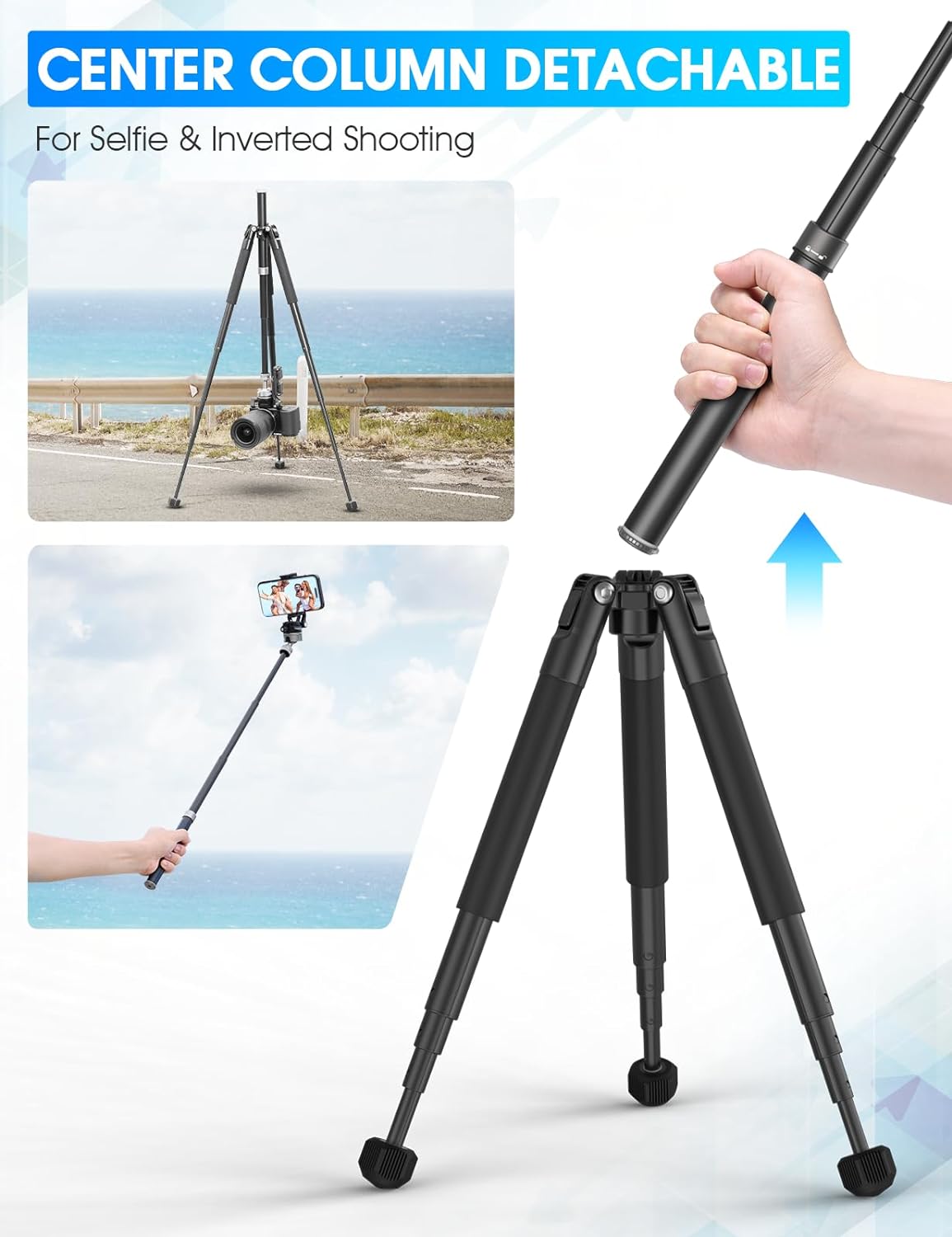 ULANZI MT-63 57" Foldable Tripod, 2-in-1 Clip, 5KG Load, Ball Head