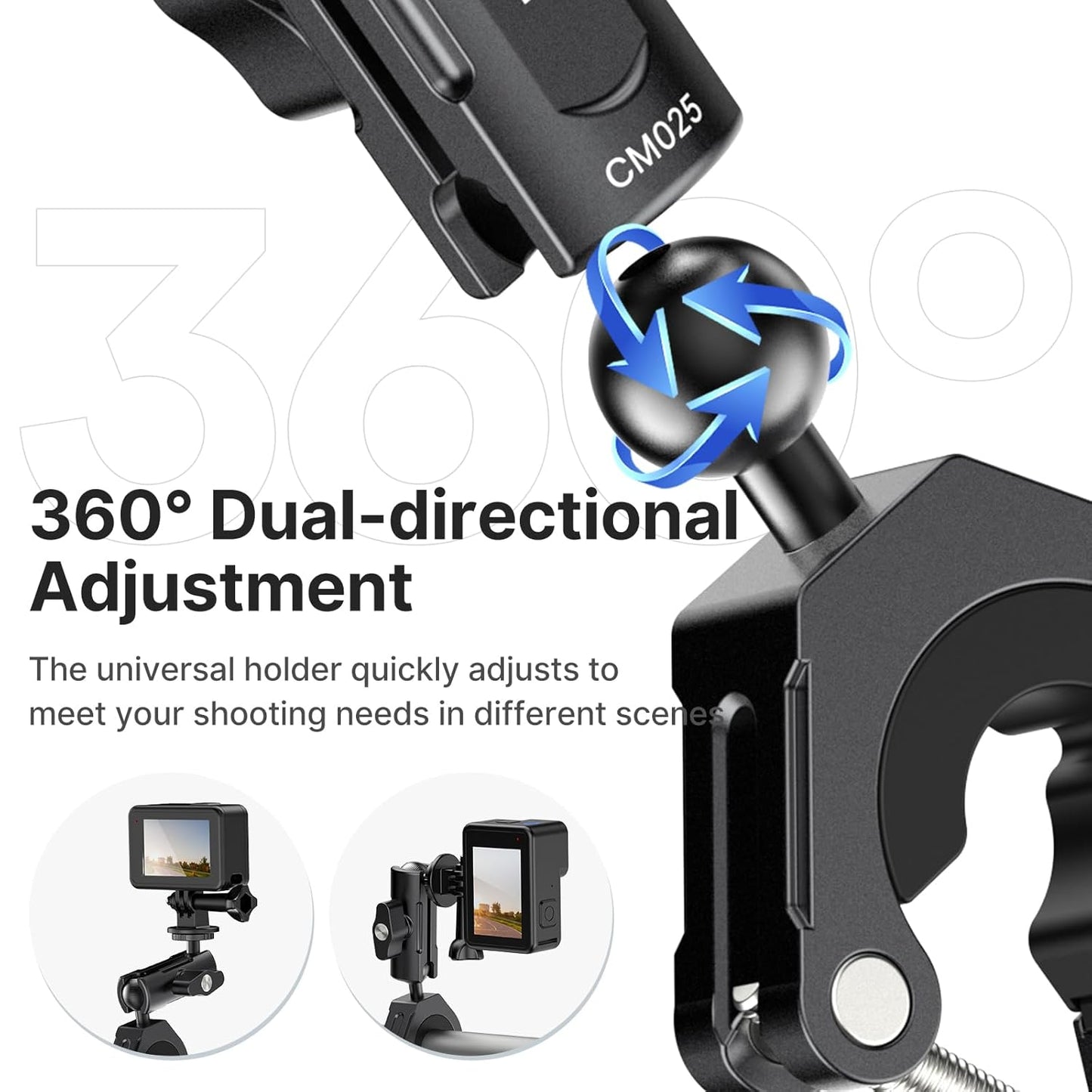 ULANZI 360° Motorcycle Camera Mount w/ GoPro Adapter 8–35mm