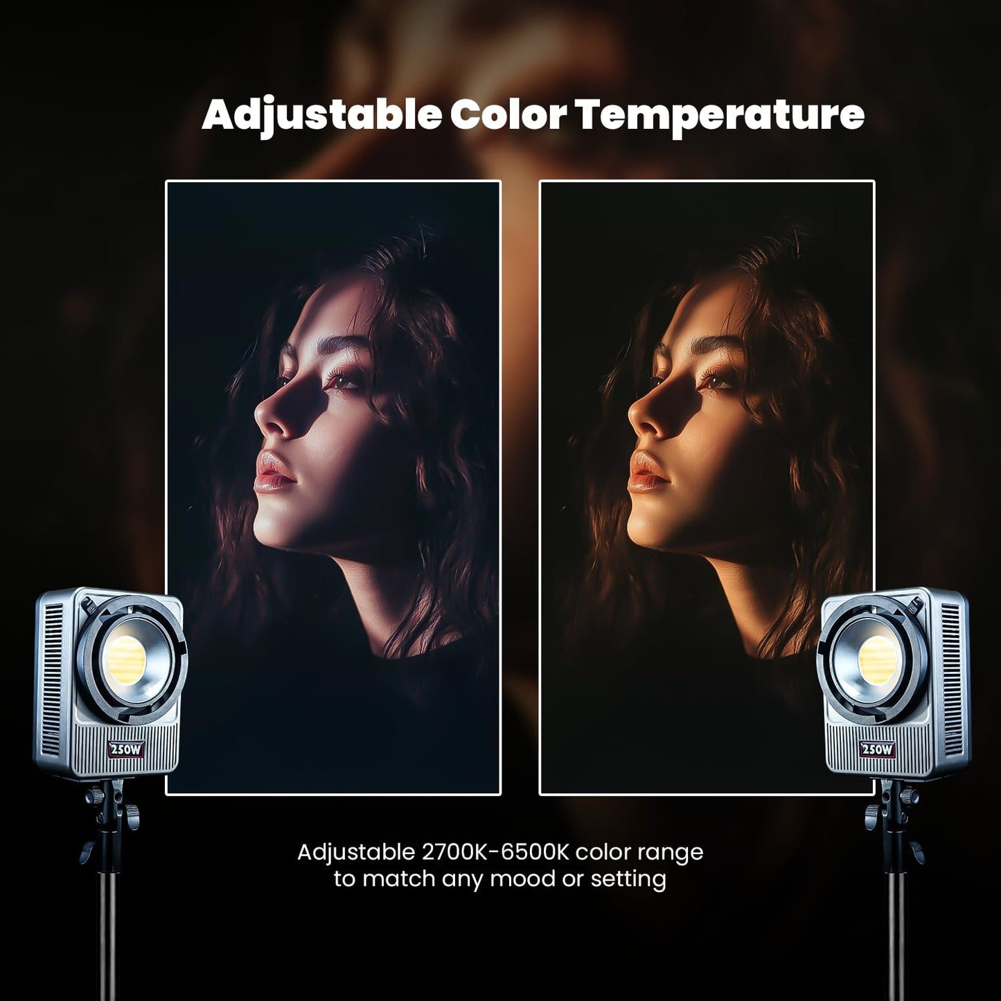 Compact 250 Watt PRO Wonder Series 250W Bi-Color Light | 17,800lm | CRI 95+ | CCT 2700K-6500K | Bowens Mount | App Control