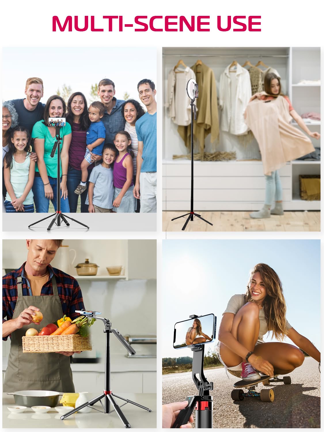 ULANZI MA09 71" Phone Tripod Stand with Remote & Clip