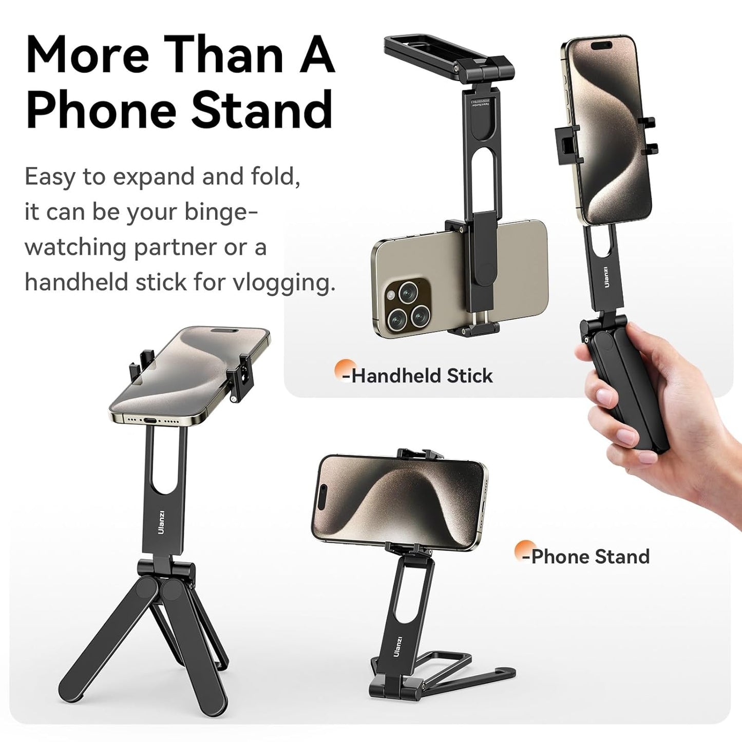 ULANZI MA26 Phone Tripod  – Foldable, 2 Cold Shoe, Compact, Lightweight