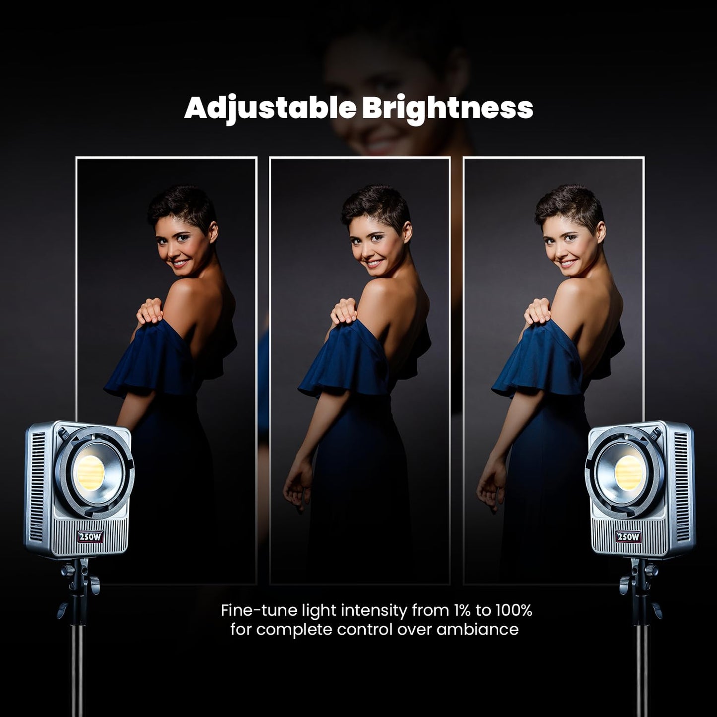 Compact 250 Watt PRO Wonder Series 250W Bi-Color Light | 17,800lm | CRI 95+ | CCT 2700K-6500K | Bowens Mount | App Control