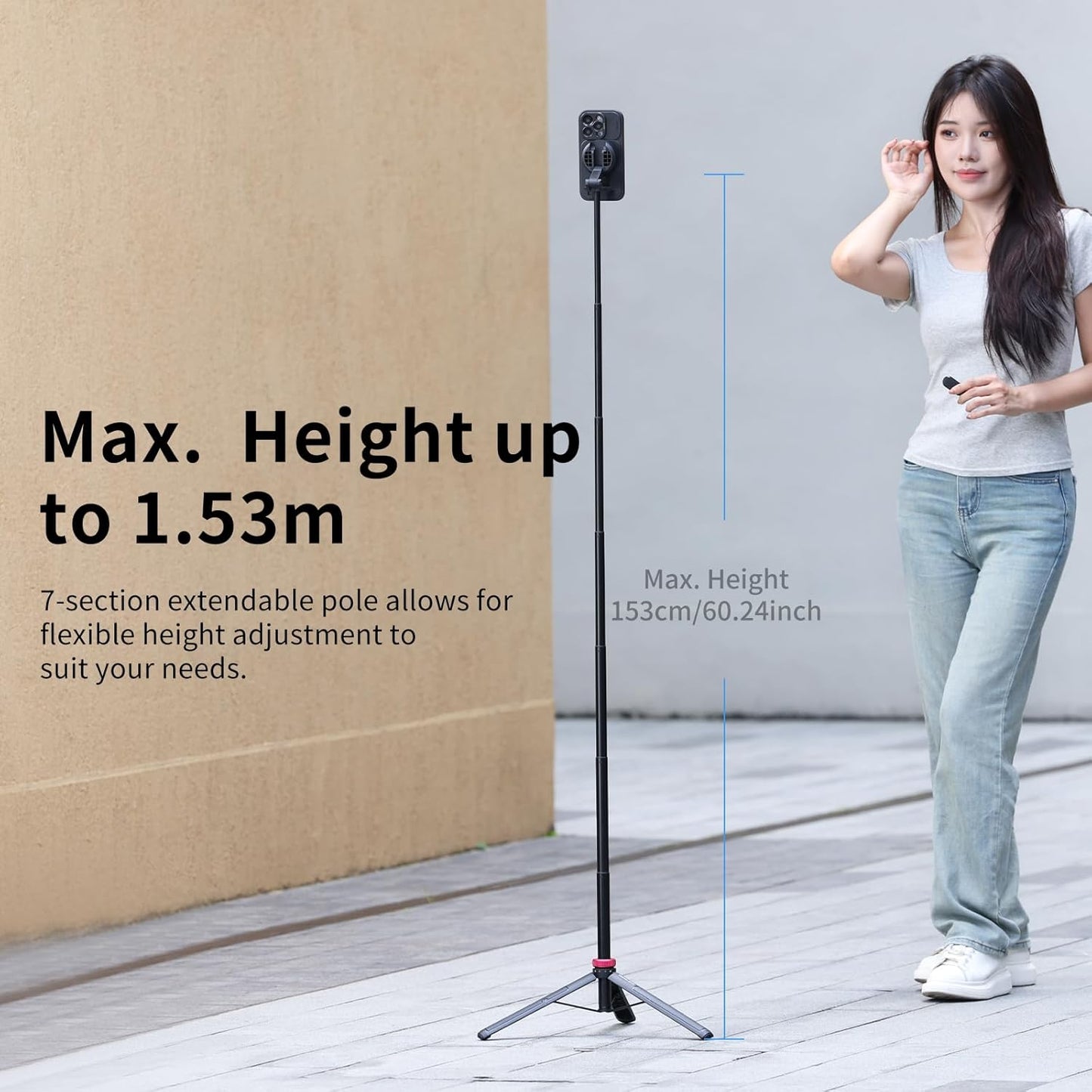 Ulanzi MT-84 61" Phone Tripod, Magnetic Selfie Stick with Remote for iPhone