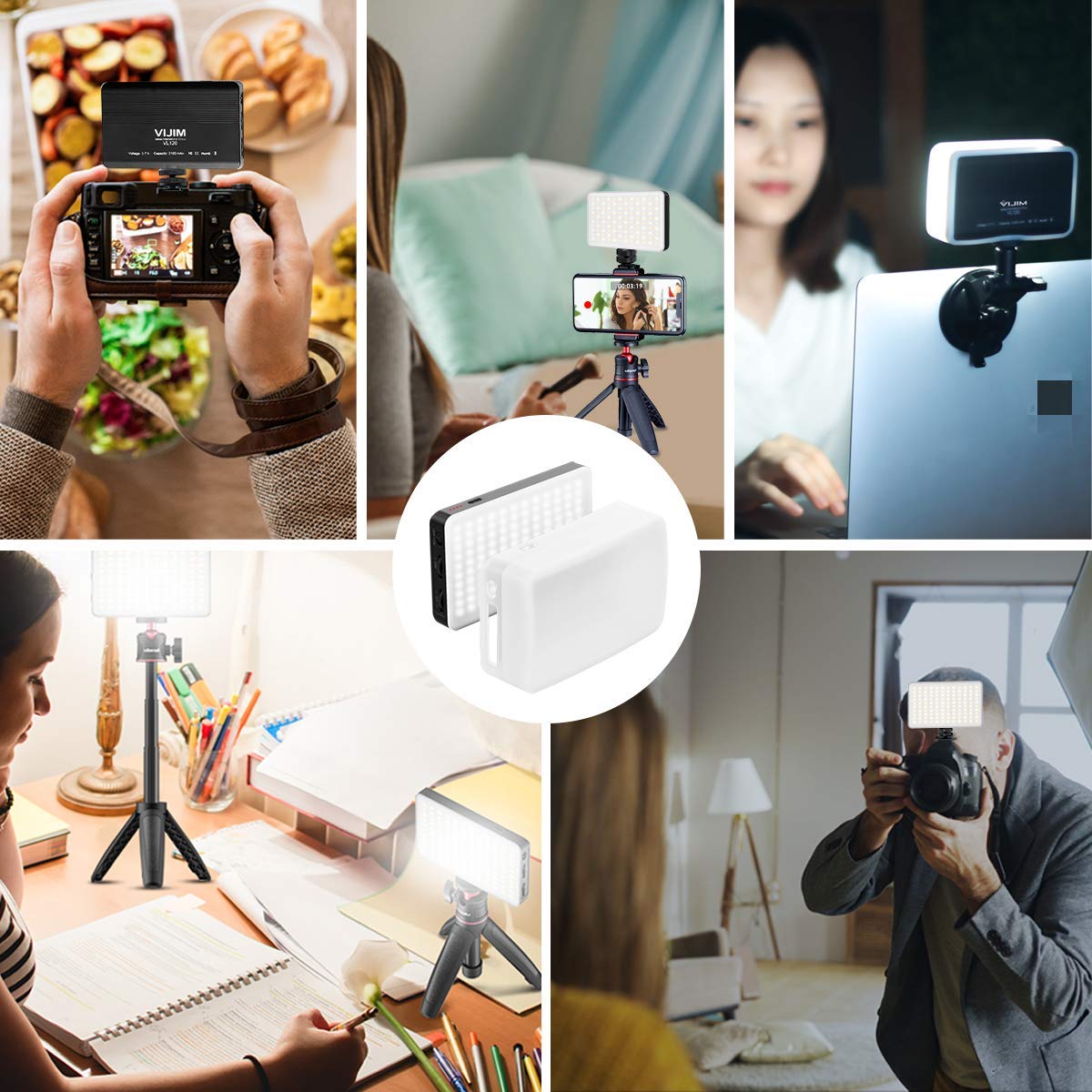 ULANZI VL120 Bi-Color LED Camera Light, Portable with 6 Color Filters, 3100mAh